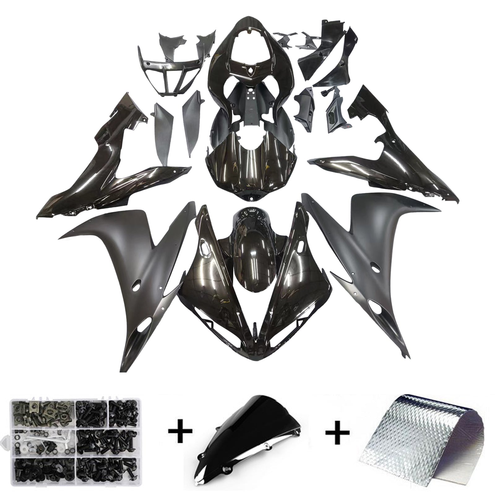 Amotopart 2004-2006 Yamaha YZF R1 Fairing Gloss Matt Black Fairing Kit