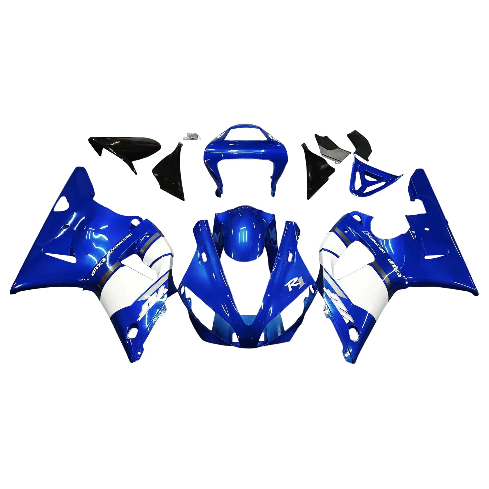 Amotopart Verkleidungen Yamaha YZF R1 2000–2001 Verkleidung, blaues Verkleidungsset