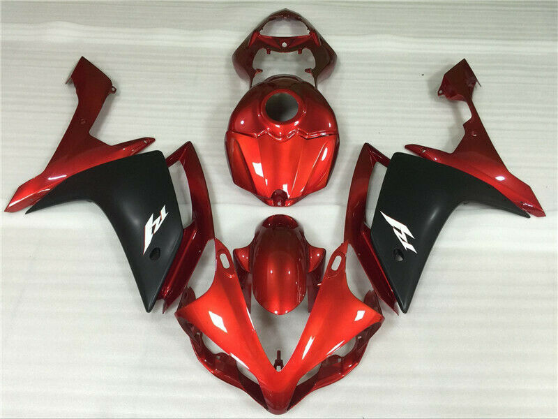 Amotopart 2006–2007 Yamaha YZF R6 Verkleidung, rot-schwarzes Verkleidungsset