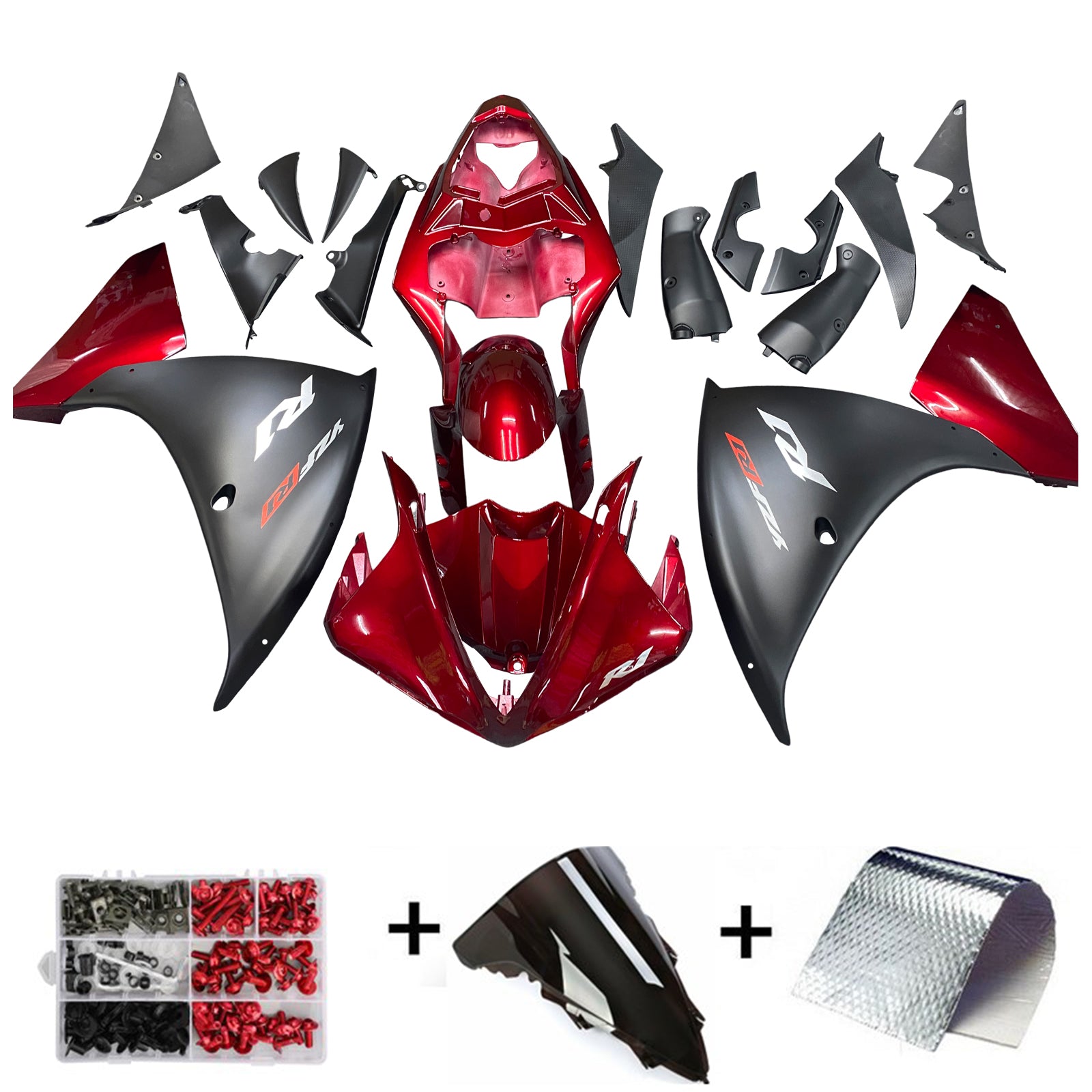 Amotopart 2009-2011 YZF R1 Yamaha Fairing Red Black Kit