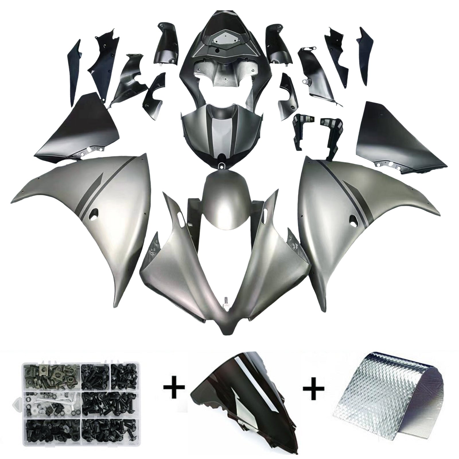 Kit carena Amotopart 2012-2014 YZF R1 Yamaha grigio nero