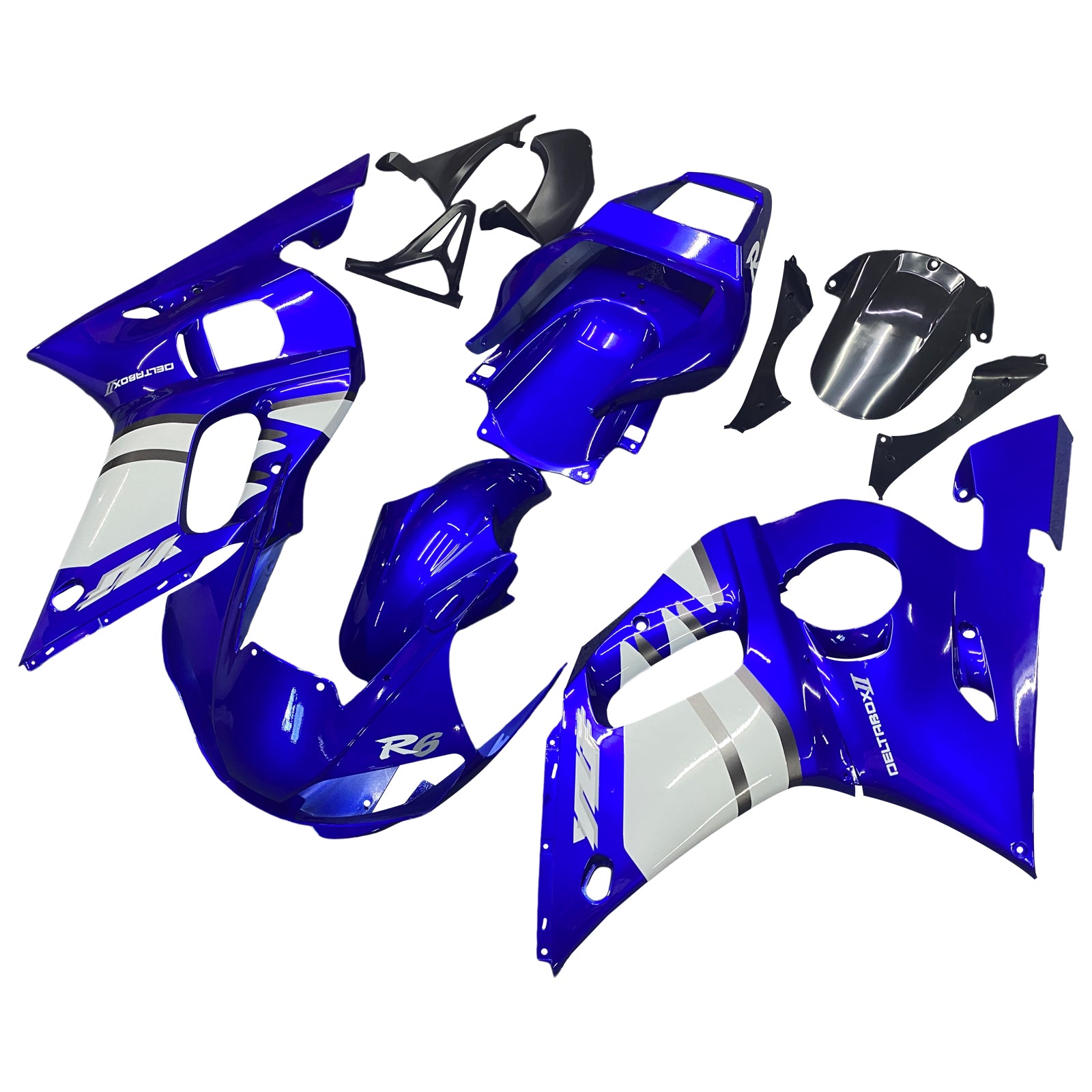 Amotopart 1998–2002 Yamaha YZF R6 Verkleidung, blau-weißes Verkleidungsset