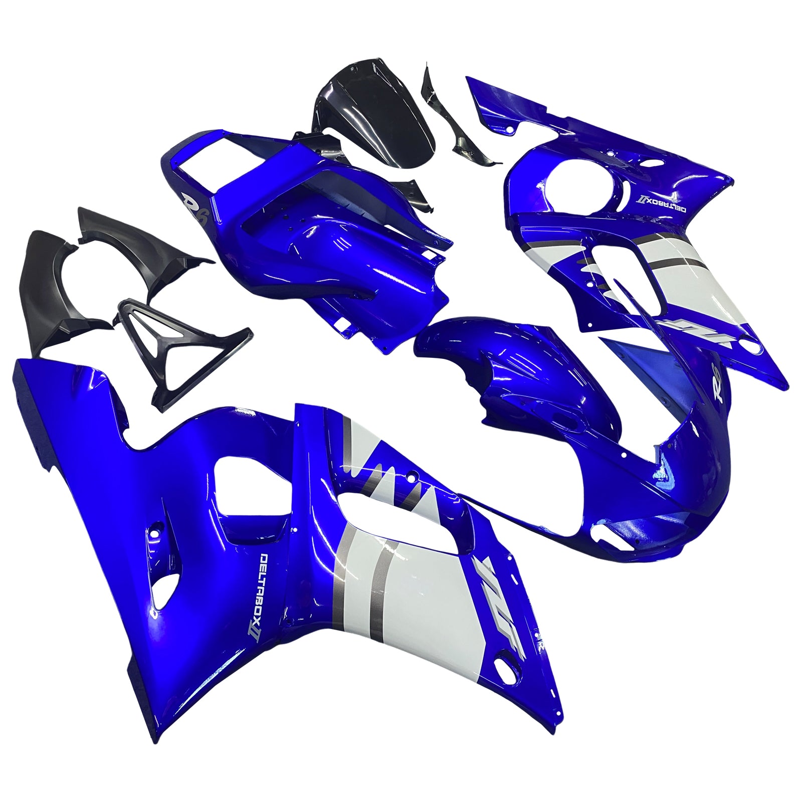 Amotopart 1998–2002 Yamaha YZF R6 Verkleidung, blau-weißes Verkleidungsset