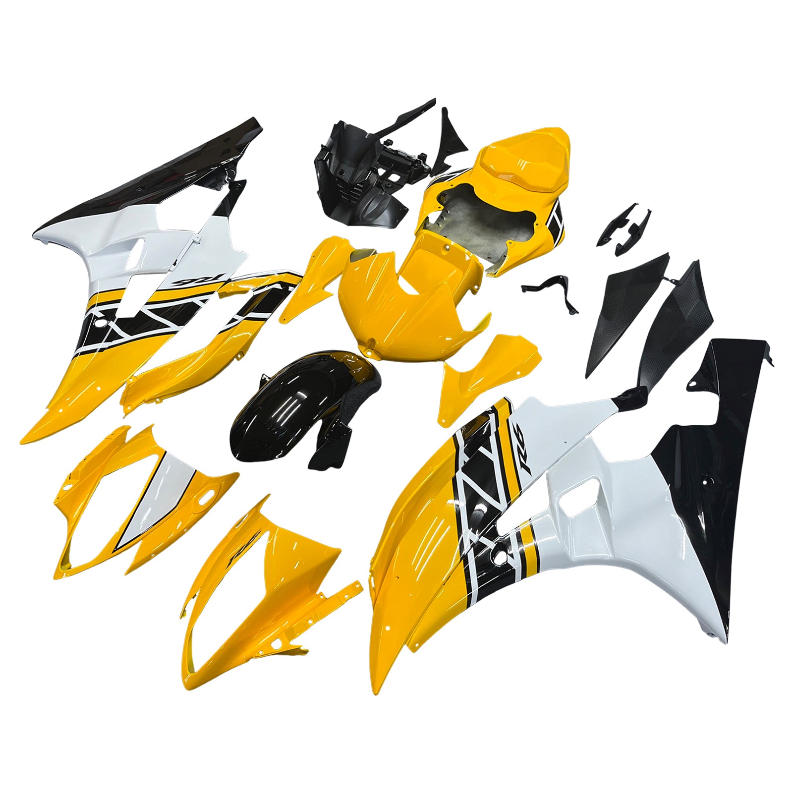 Amotopart 2006 2007 Yamaha YZF-R6 Fairing Yellow White Kit