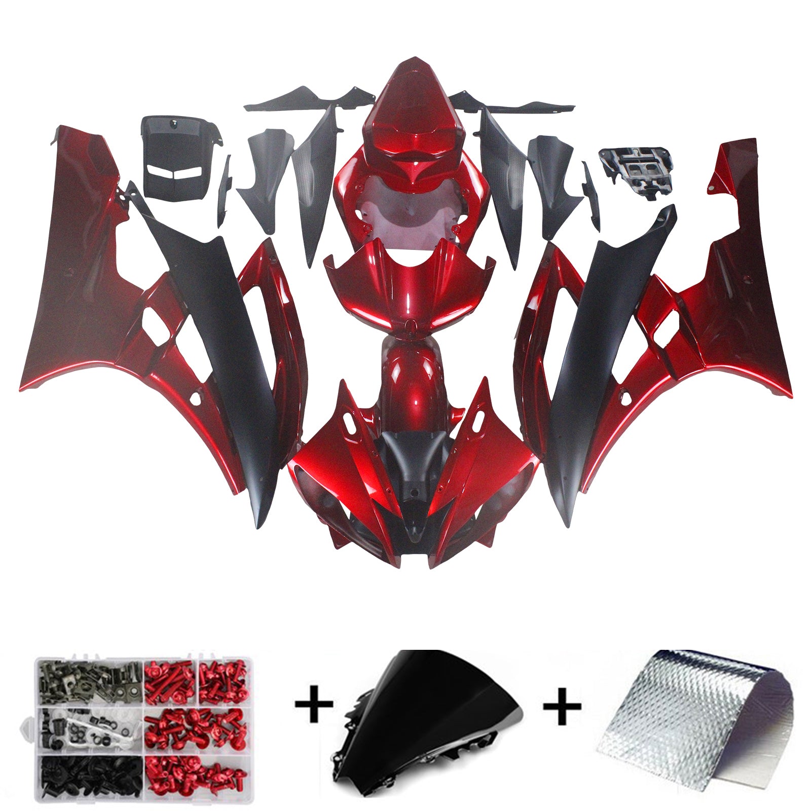Amotopart 2006-2007 Yamaha  YZF R6 Fairing Red Black Fairing Kit