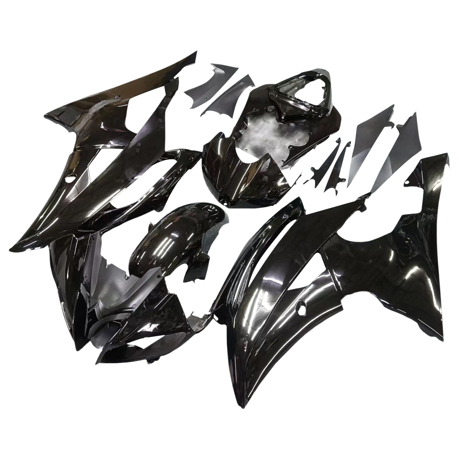 Amotopart 2008-2016 Yamaha YZF-R6 Fairing Gloss Black Fairing Kit