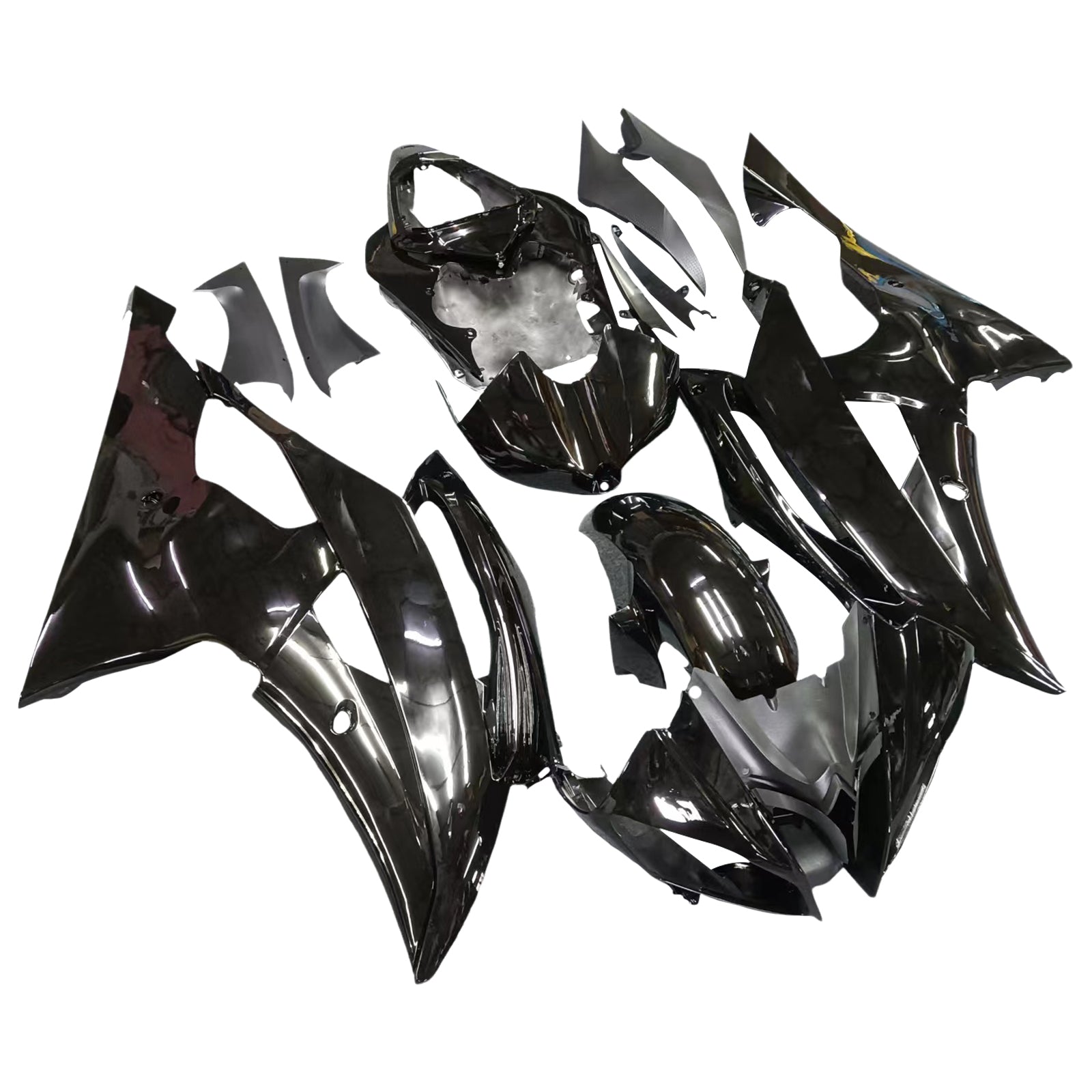 Amotopart 2008-2016 Yamaha YZF-R6 Fairing Gloss Black Fairing Kit