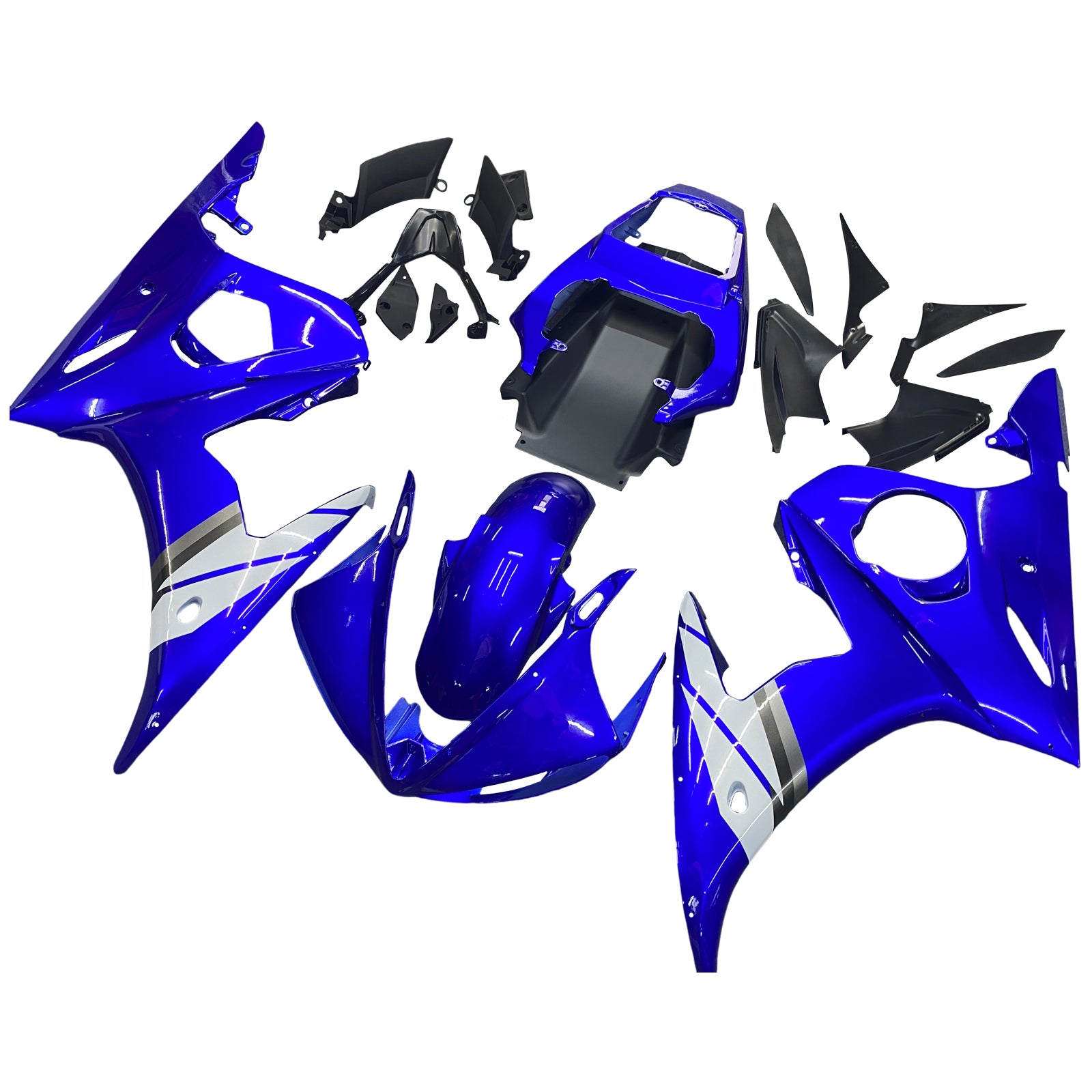 Amotopart 2003 2004 Yamaha YZF R6 Fairing Blue White Kit