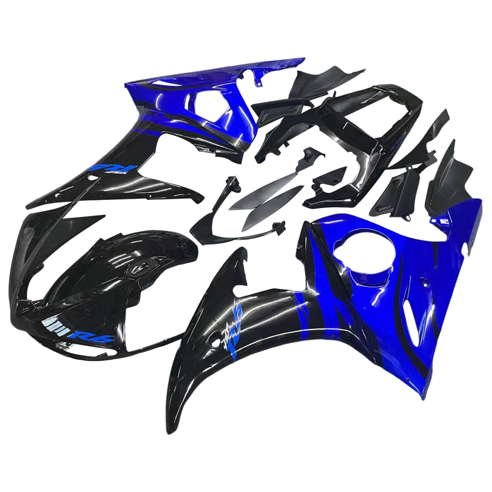 Amotopart 2003 2004 Yamaha YZF R6 Fairing Blue Black Kit