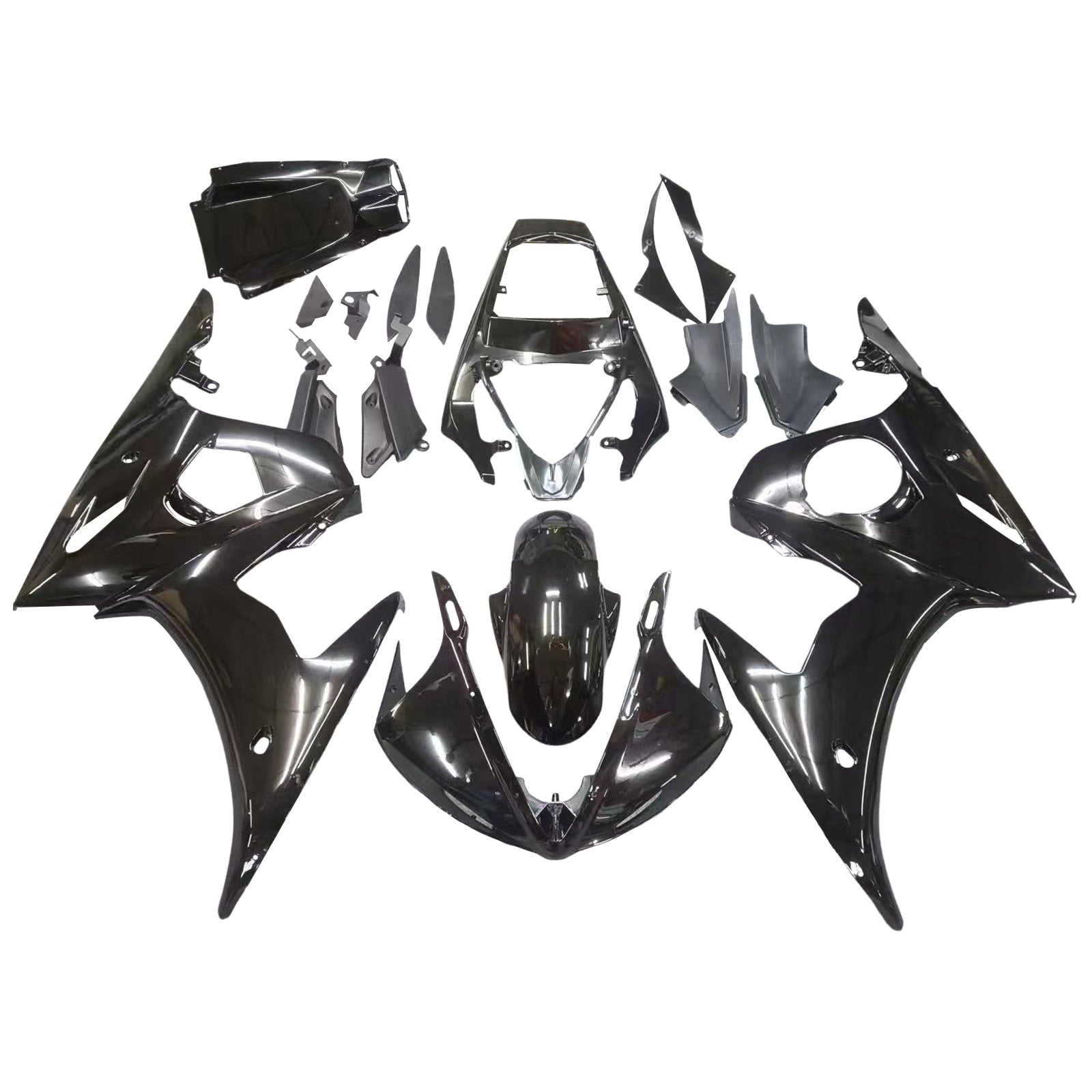 Amotopart 2003-2004 Yamaha YZF R6 Fairing Gloss Black Kit