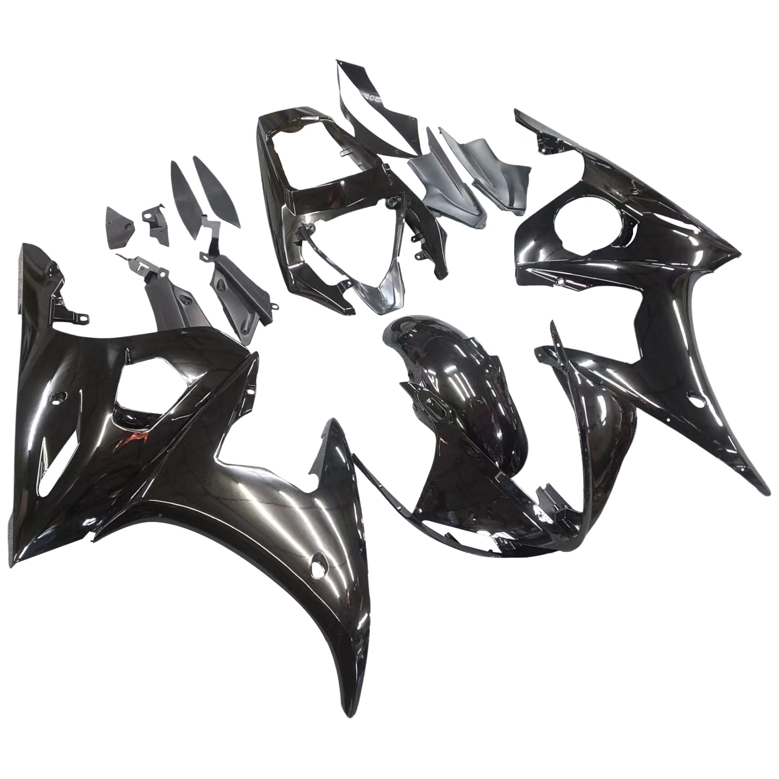 Amotopart 2003-2004 Yamaha YZF R6 Fairing Gloss Black Kit