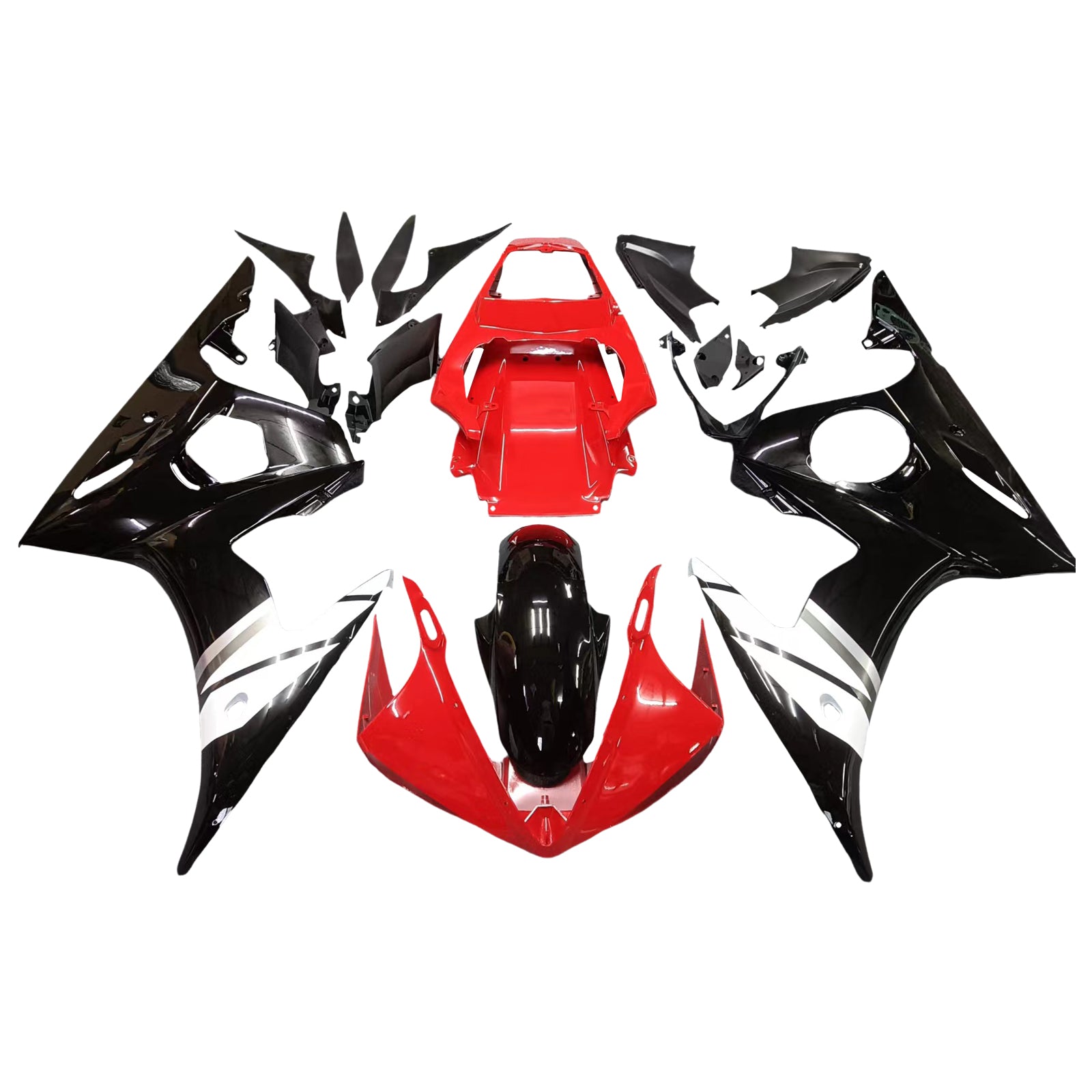 Amotopart 2003 2004 Yamaha YZF R6 Fairing Red White Kit