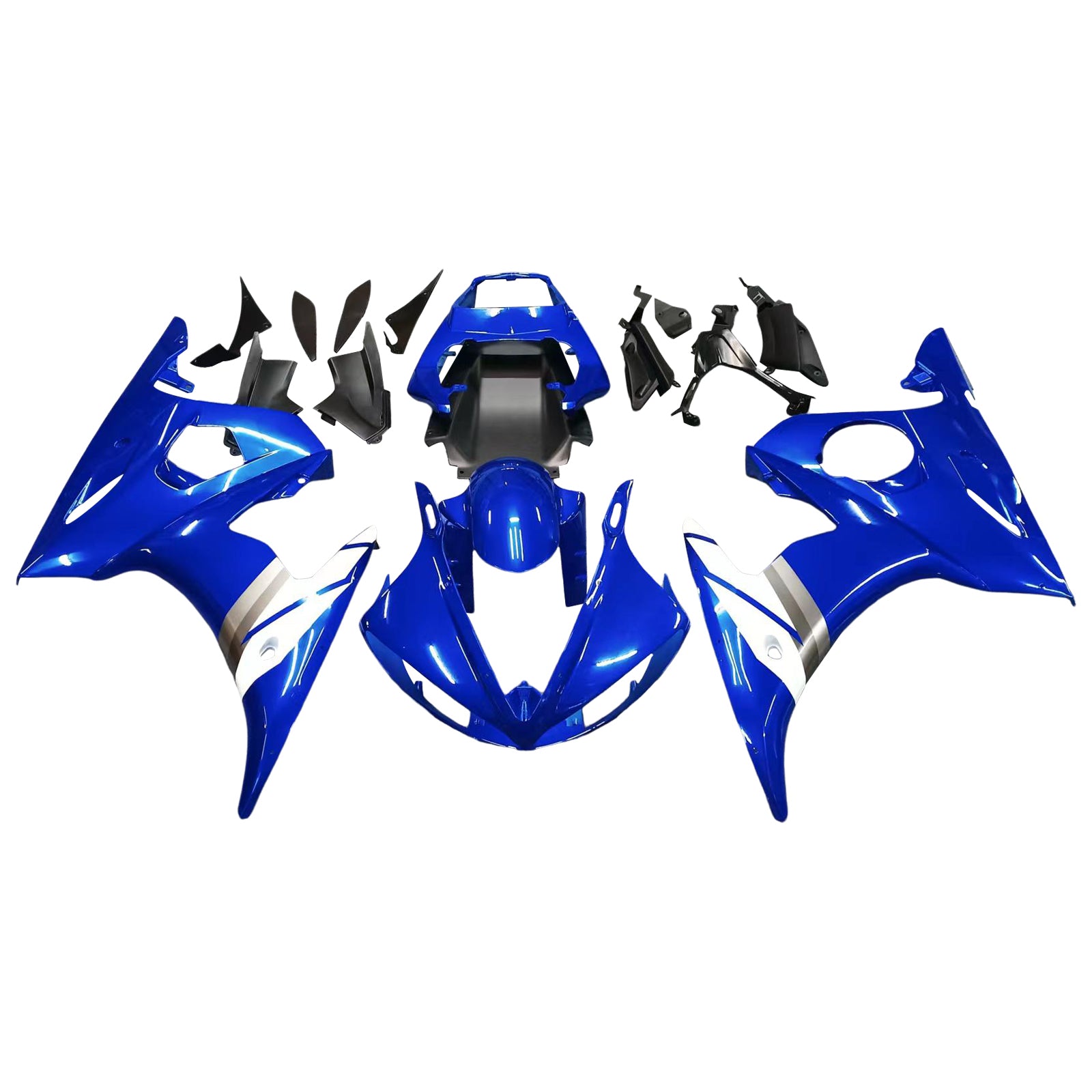 Amotopart 2005 Yamaha YZF-R6 Fairing Blue White Kit