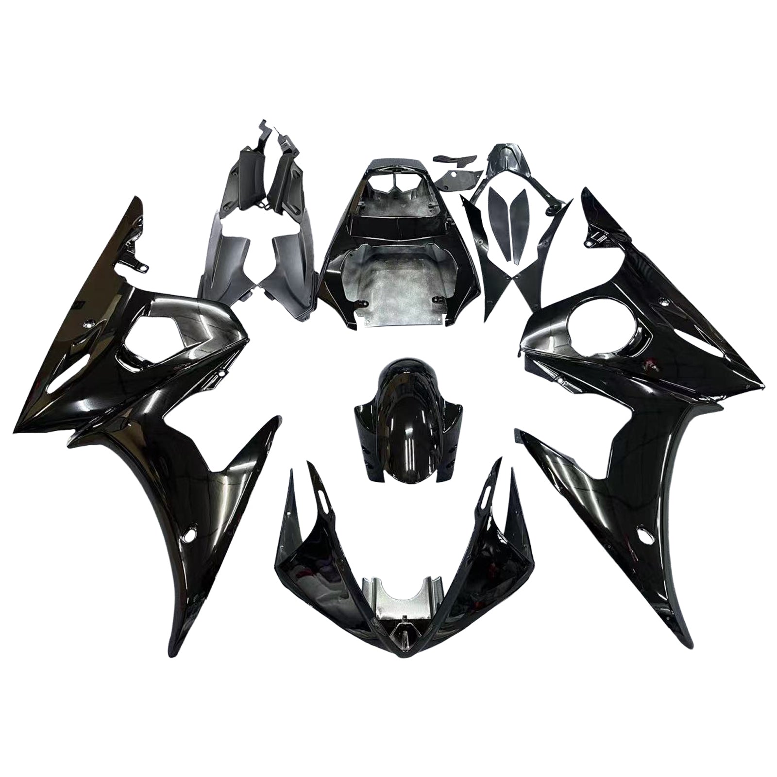 Amotopart 2005 Yamaha YZF R6 Fairing Gloss Black Kit