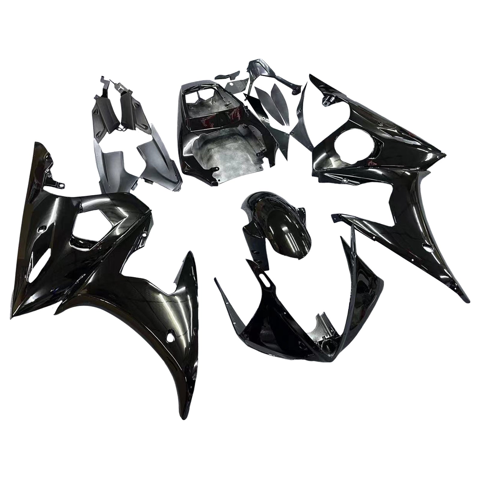 Amotopart 2005 Yamaha YZF R6 Kit de carenado negro brillante