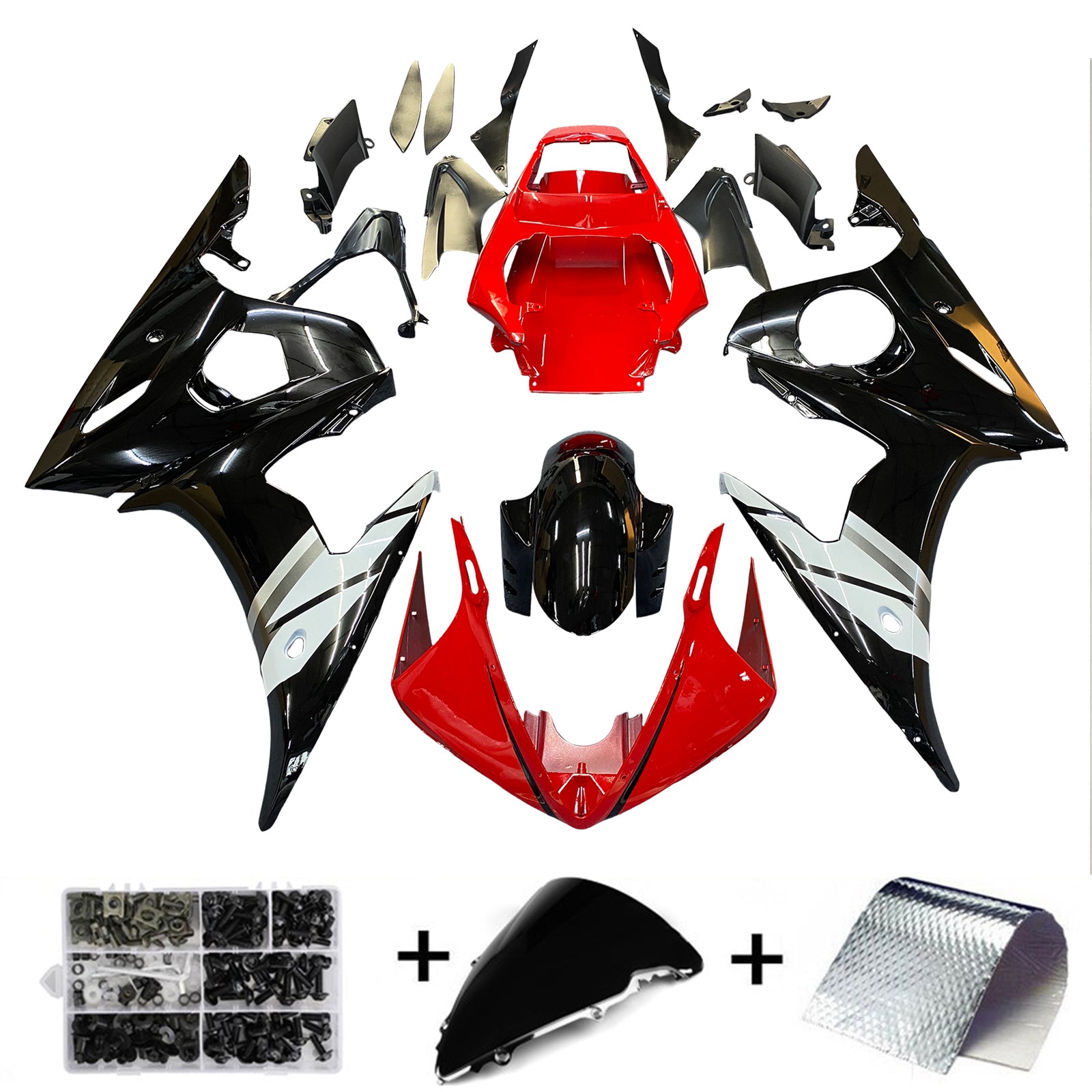 Kit carena Amotopart 2005 Yamaha YZF R6 rosso bianco