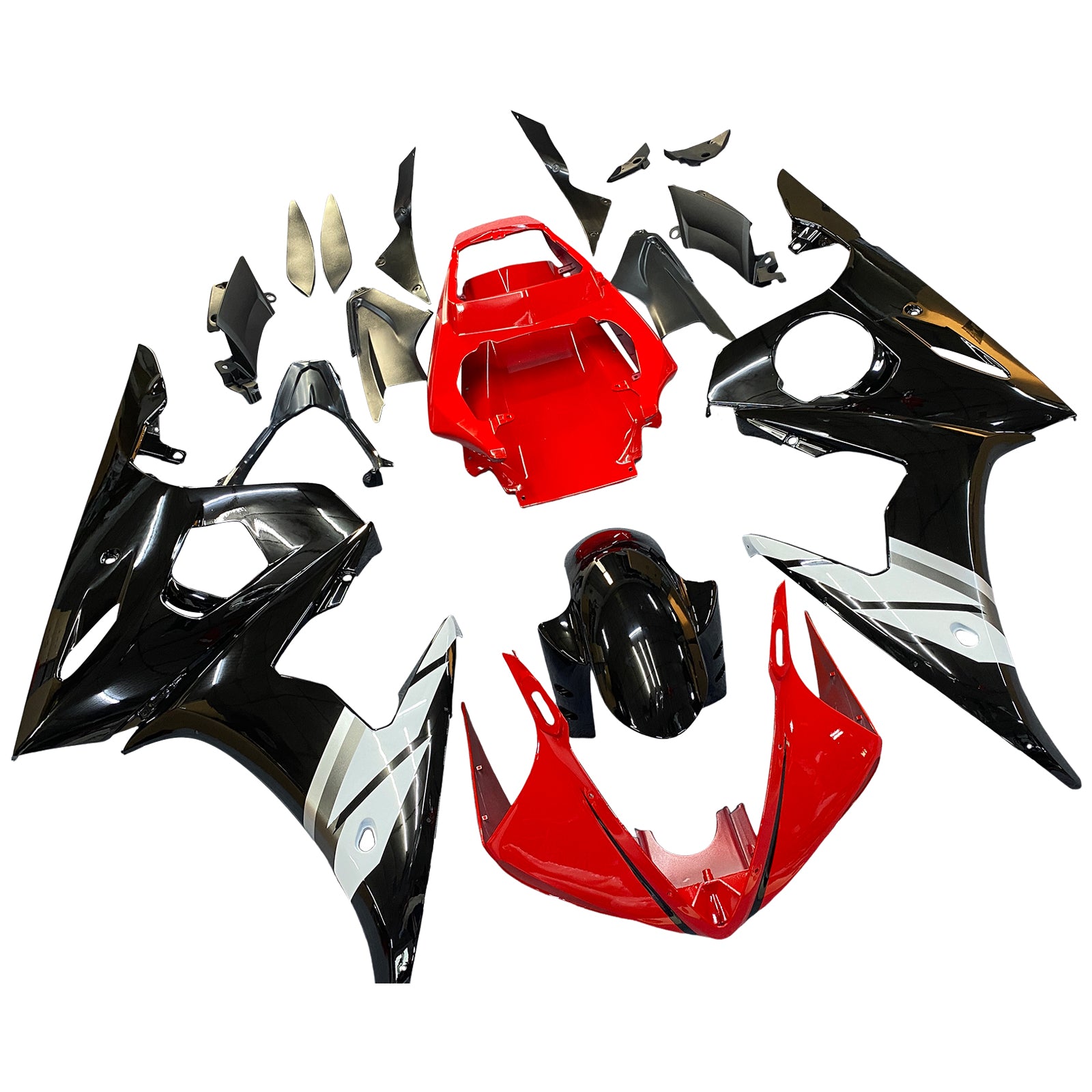 Amotopart 2005 Yamaha YZF R6 Fairing Red White Kit