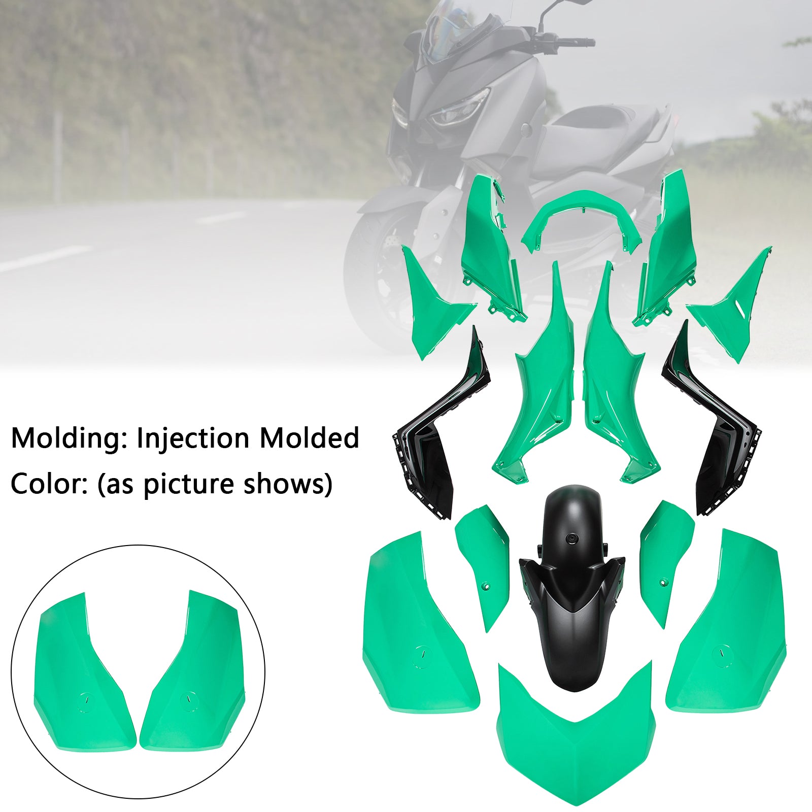 Amotopart 2023-2024 Yamaha X-MAX 300 Light Green Black Fairing Kit