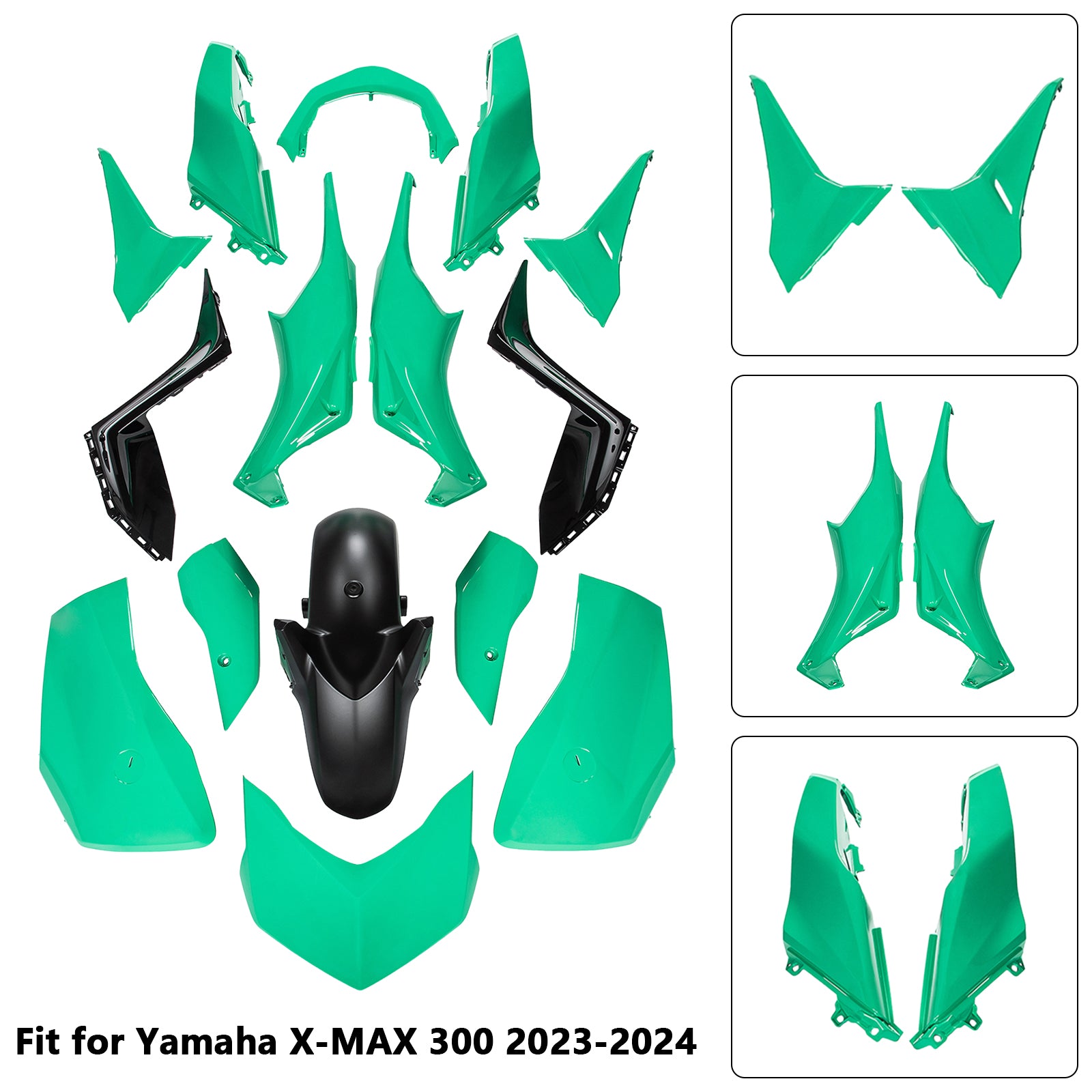 Amotopart 2023-2024 Yamaha X-MAX 300 Light Green Black Fairing Kit