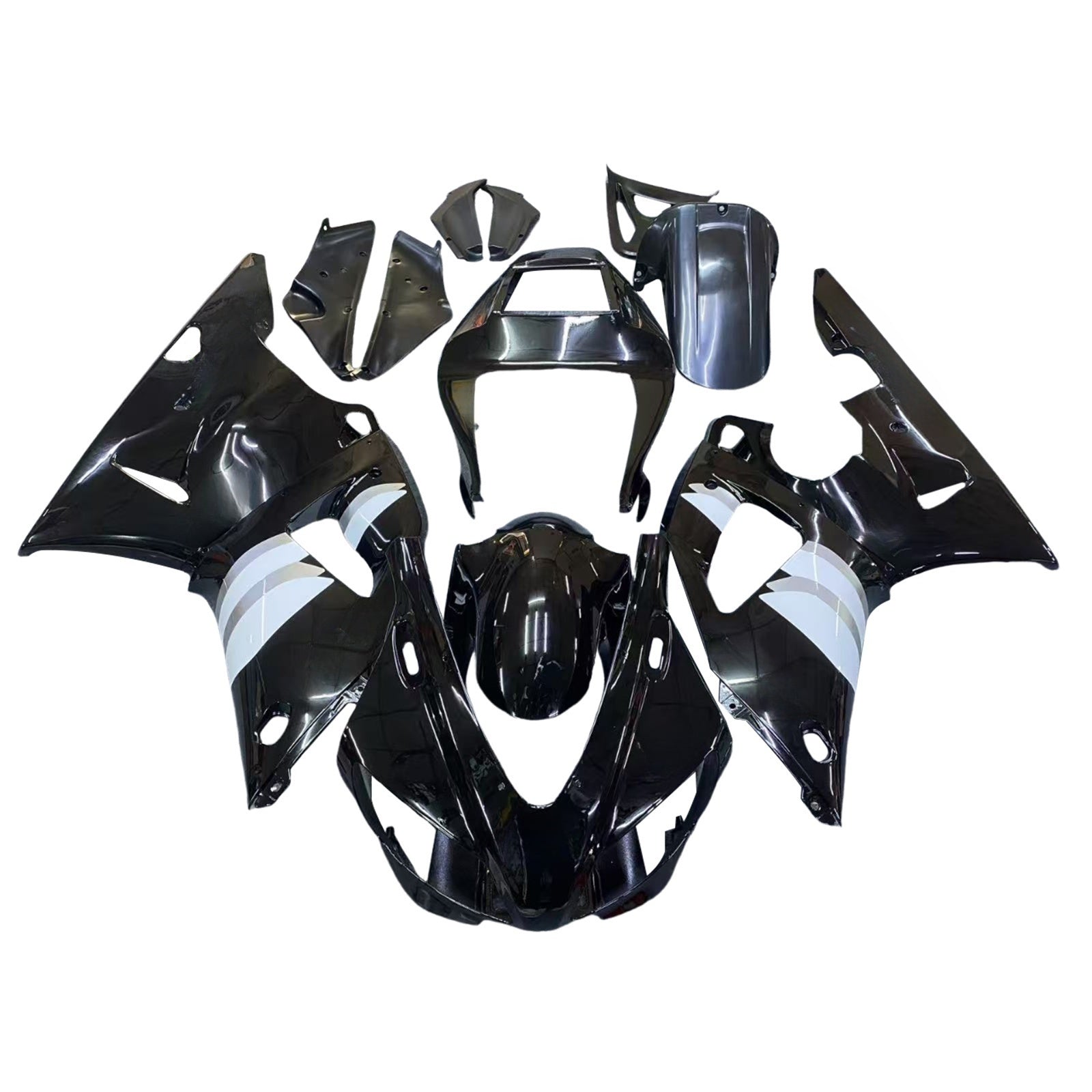 Amotopart 1998-1999 Yamaha YZF 1000 R1 Black&White Fairing Kit