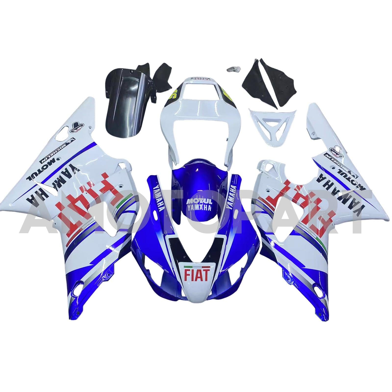 Amotopart 1998-1999 Yamaha YZF 1000 R1 Blue&White Style2 Fairing Kit