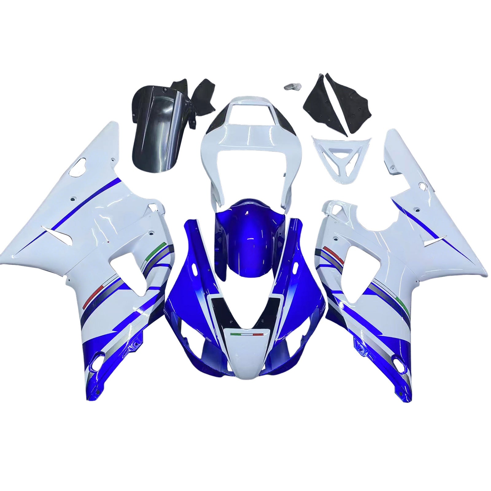 Amotopart 1998-1999 Yamaha YZF 1000 R1 Bleu&Kit de carénage blanc Style2