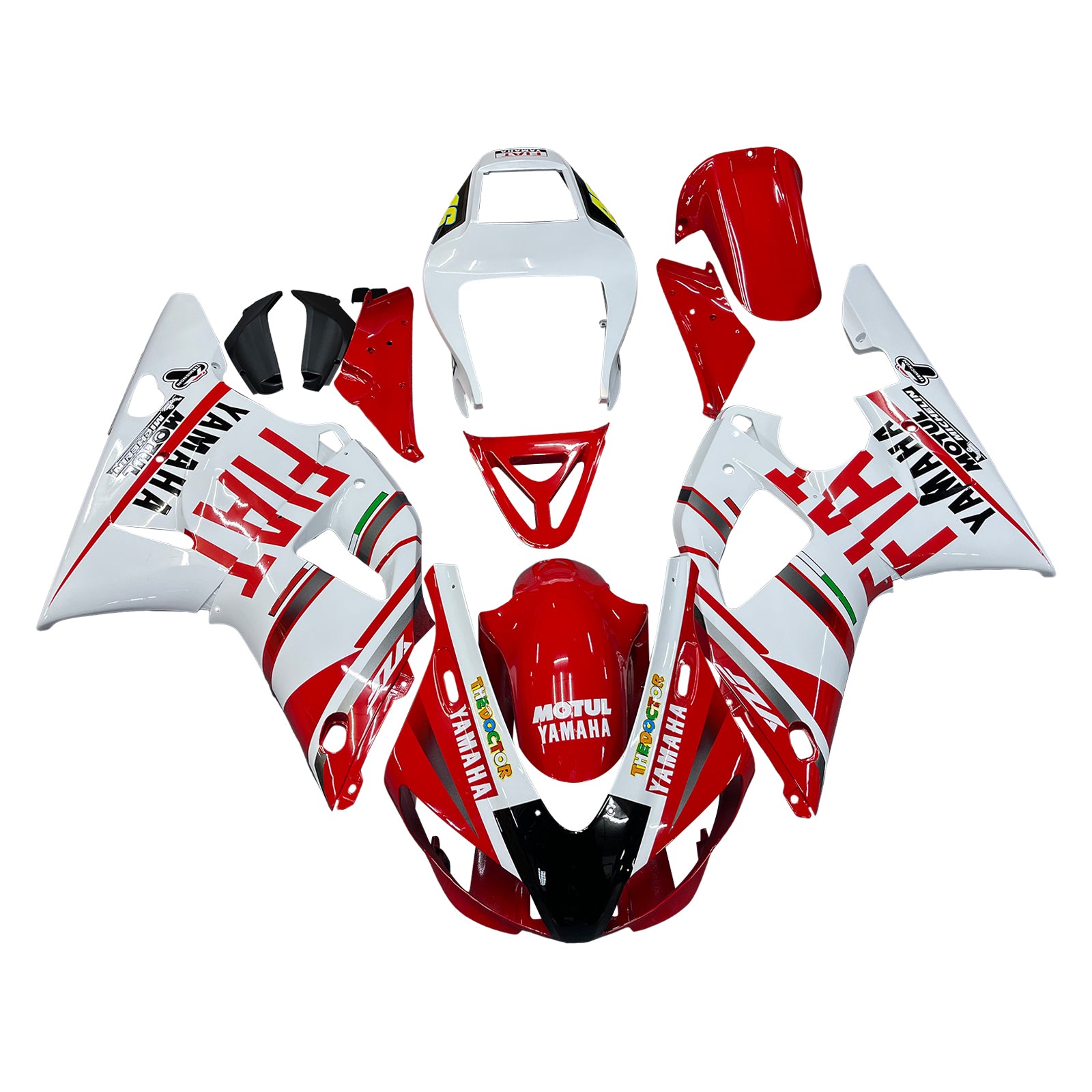 Amotopart 1998-1999 Yamaha YZF 1000 R1 Kit de carenado rojo y blanco