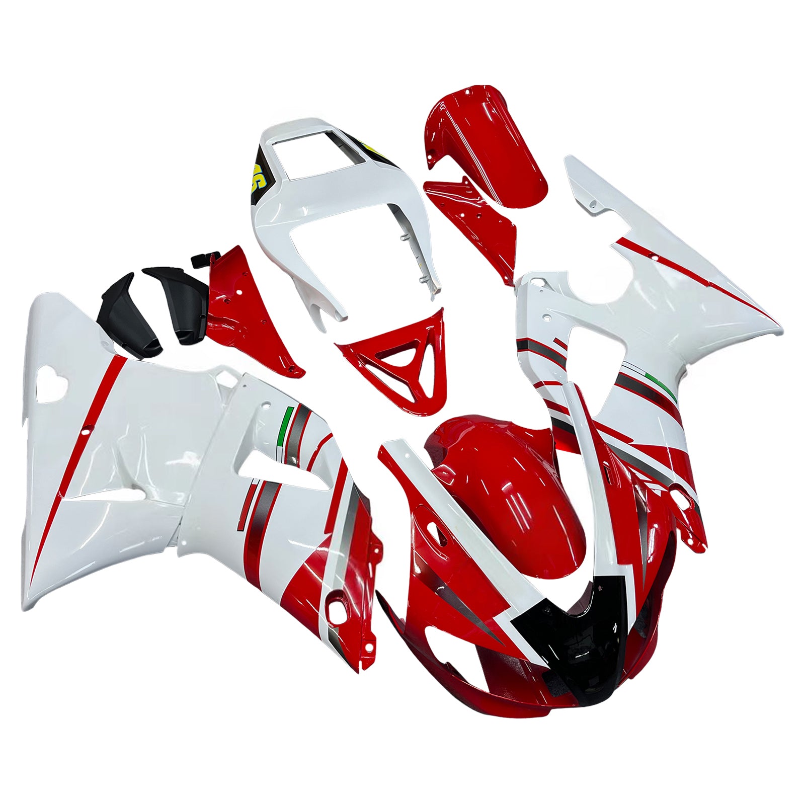 Amotopart 1998-1999 Yamaha YZF 1000 R1 Red&White Fairing Kit