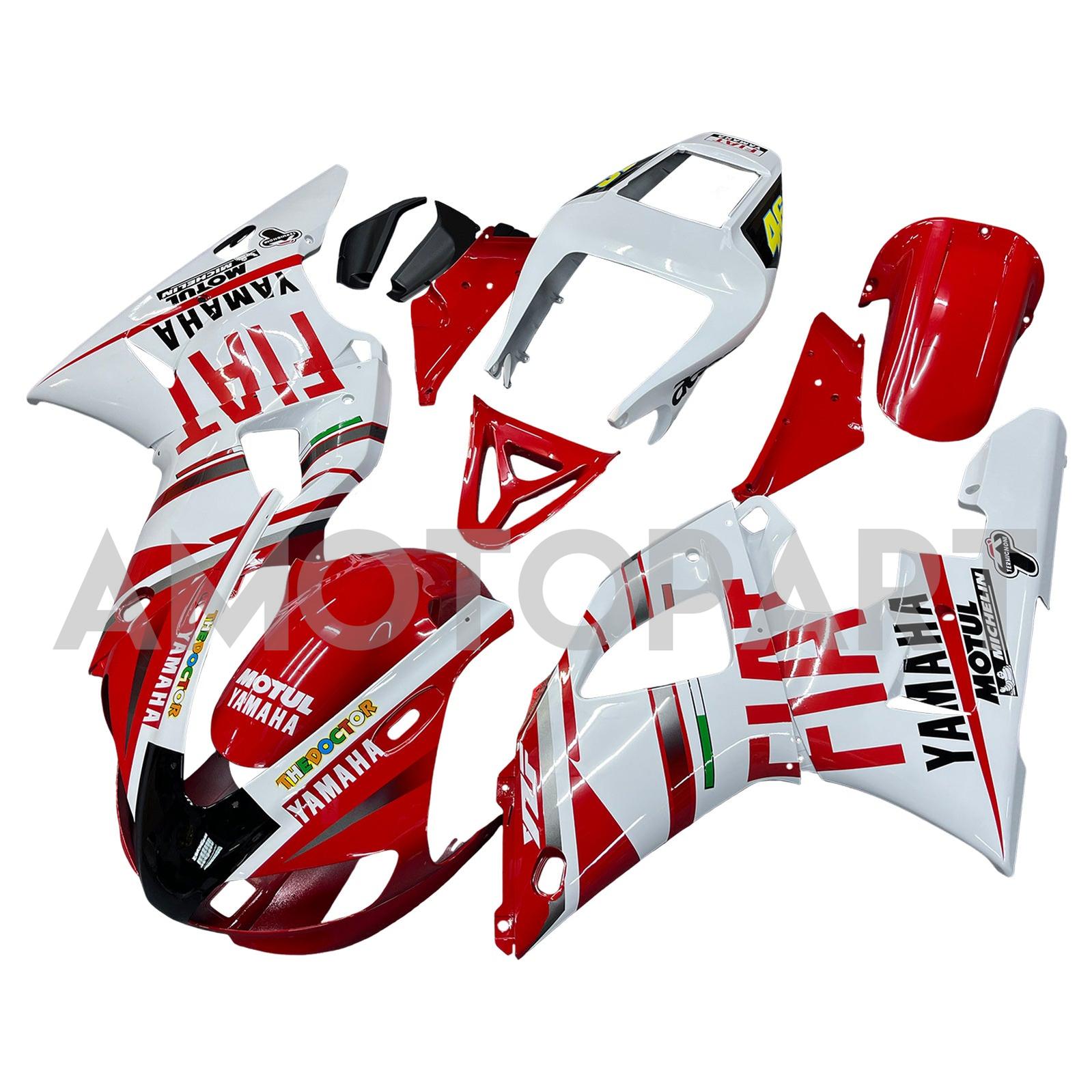 Amotopart 1998-1999 Yamaha YZF 1000 R1 Red & White Fairing Kit
