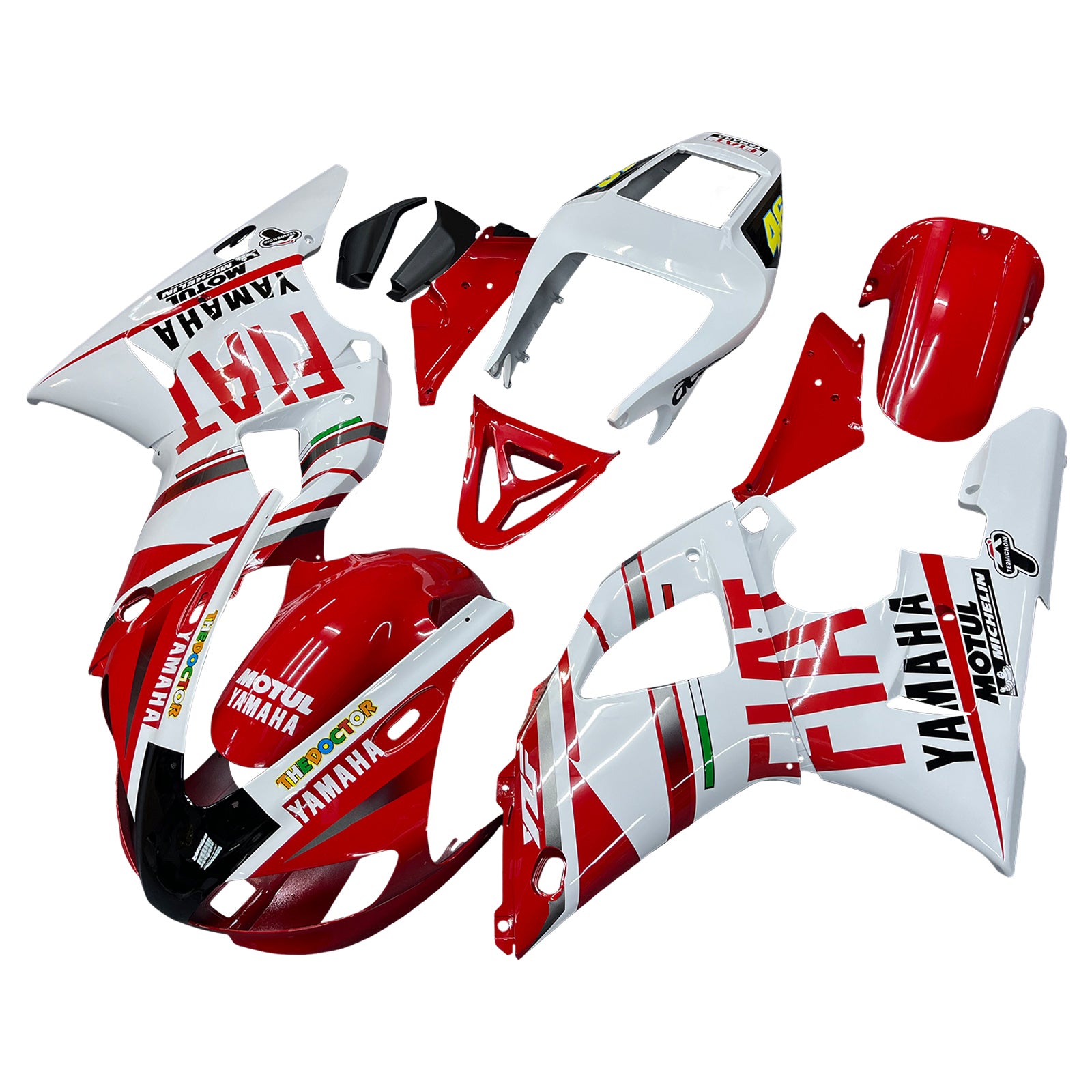 Amotopart 1998-1999 Yamaha YZF 1000 R1 Kit carena rosso e bianco