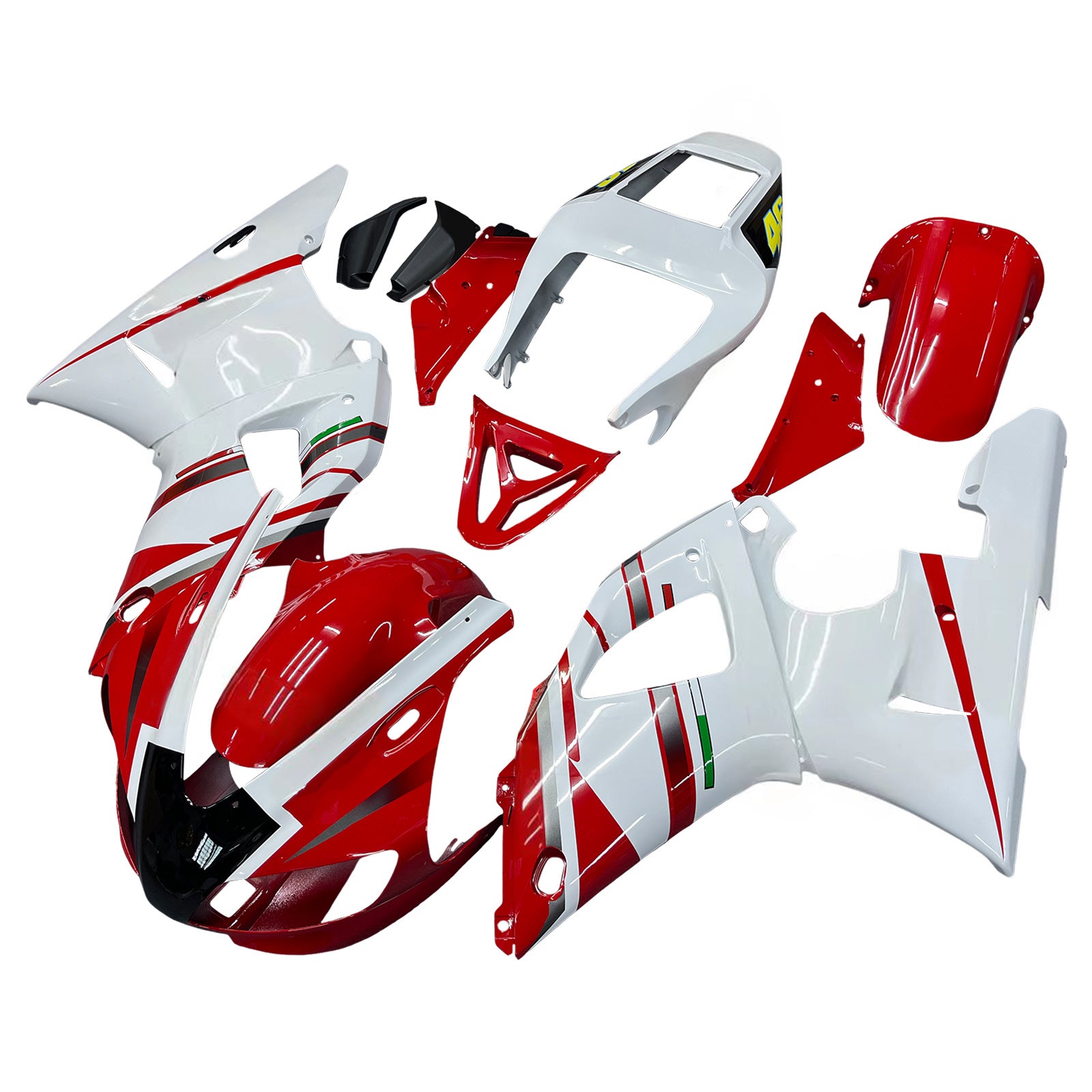 Amotopart 1998-1999 Yamaha YZF 1000 R1 Red&White Fairing Kit