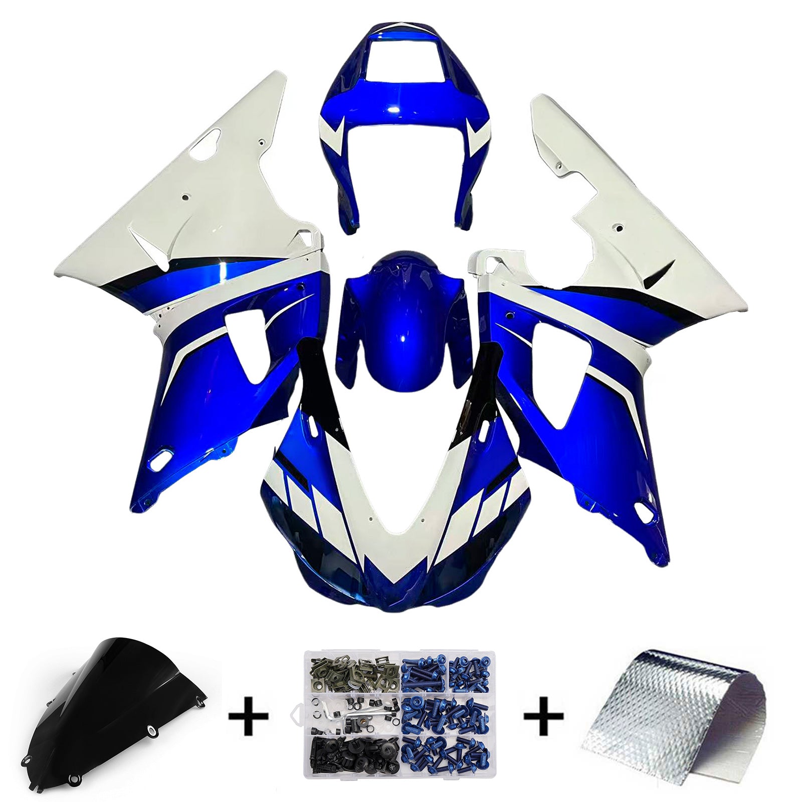 Amotopart Yamaha 1998-1999 YZF 1000 R1 Blue White Fairing Kit