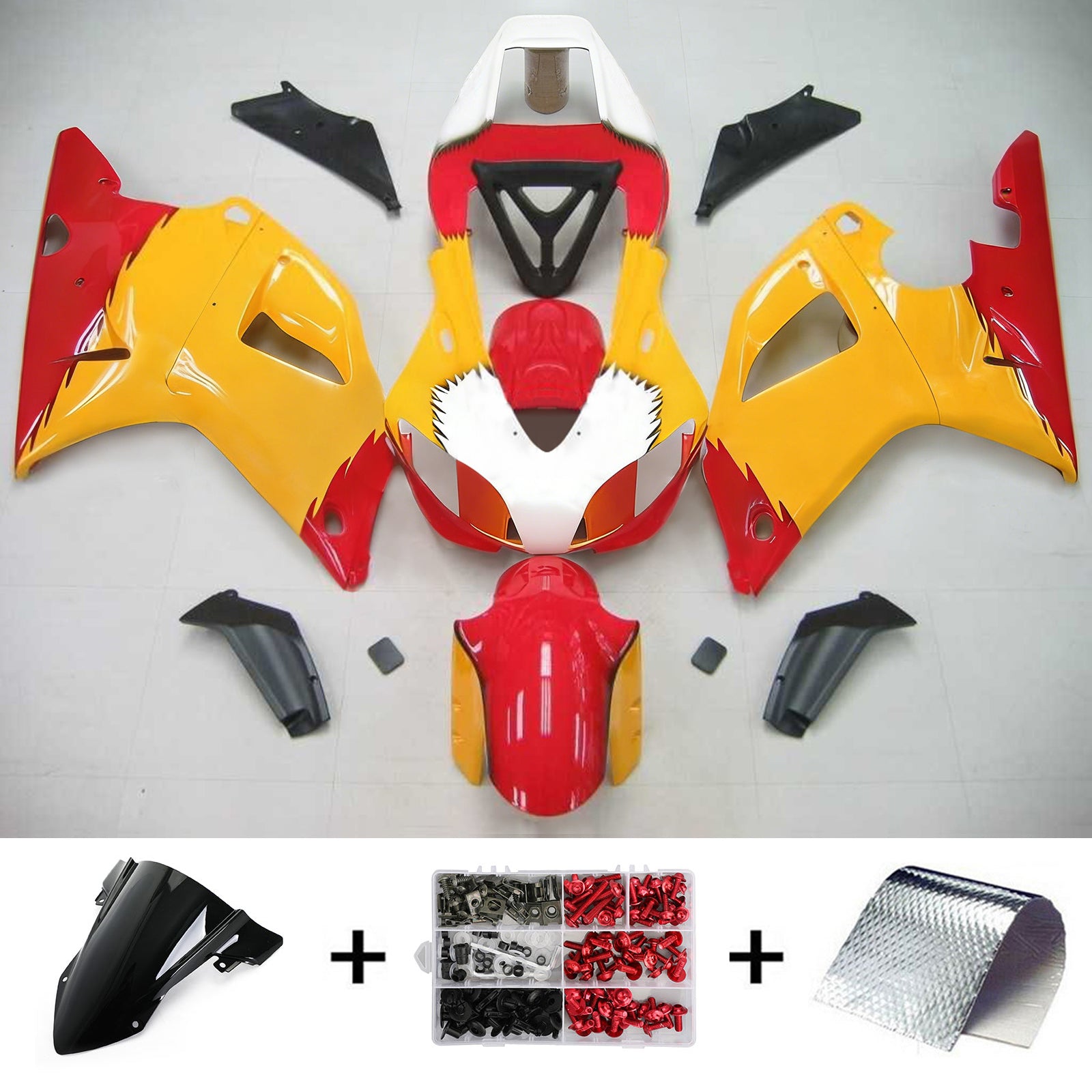 Amotopart Yamaha 1998-1999 YZF 1000 R1 Red Yellow Fairing Kit
