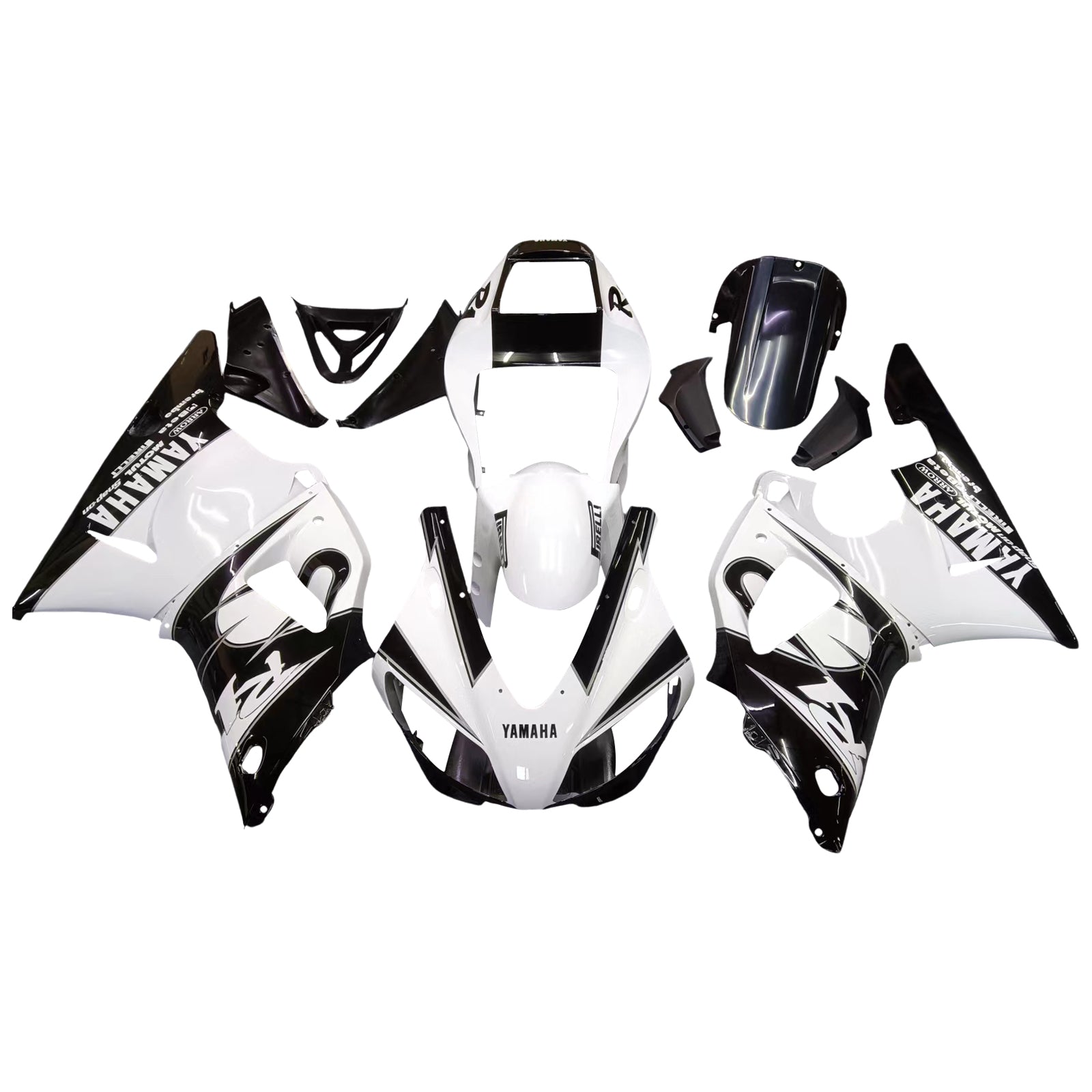 Amotopart Yamaha 1998-1999 YZF 1000 R1 Kit de carenado blanco mezclado negro