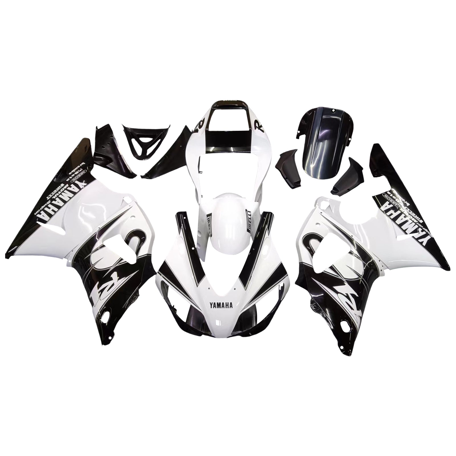 Amotopart Yamaha 1998-1999 YZF 1000 R1 White Mix Black Fairing Kit
