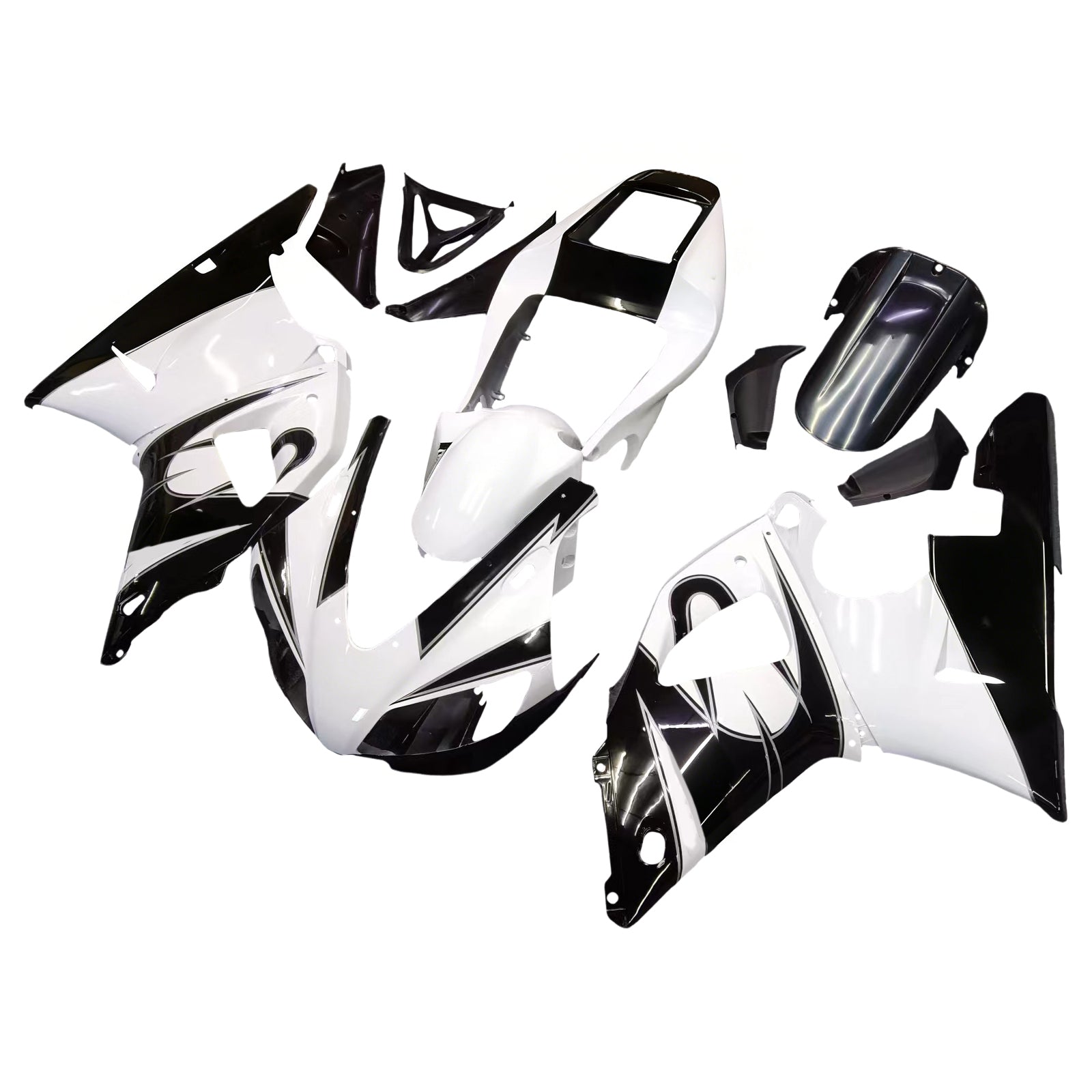 Amotopart Yamaha 1998-1999 YZF 1000 R1 White Mix Black Fairing Kit