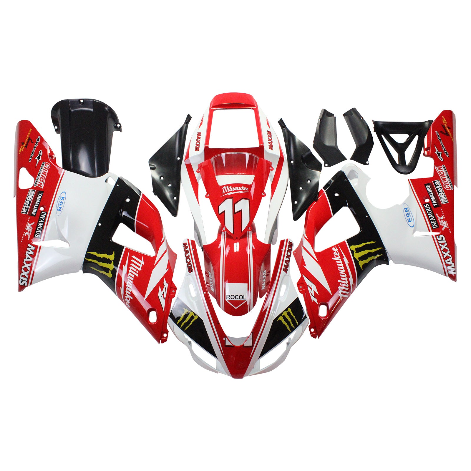 Amotopart Yamaha 1998-1999 YZF 1000 R1 Red With Claw Fairing Kit