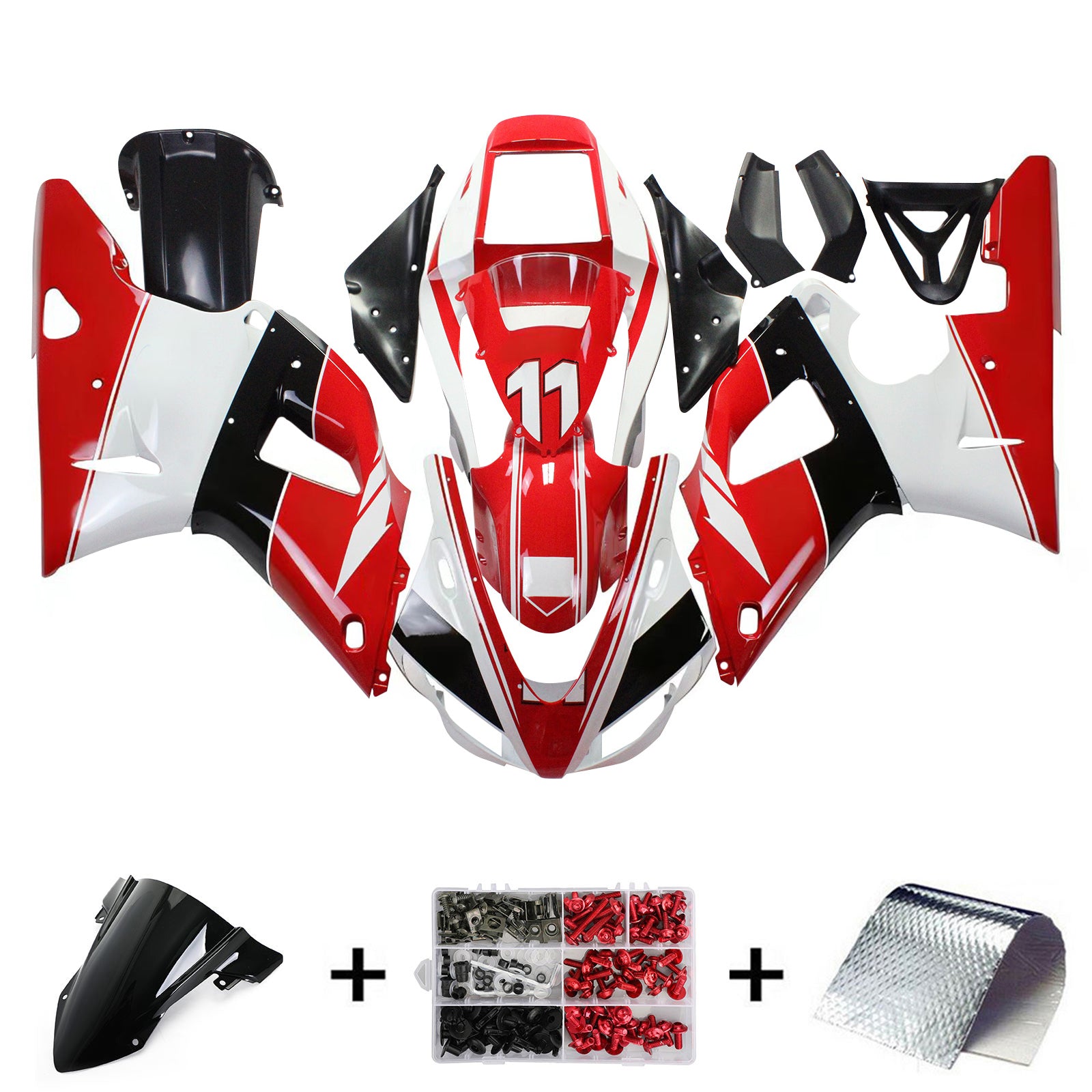 Amotopart Yamaha 1998-1999 YZF 1000 R1 Red With Claw Fairing Kit