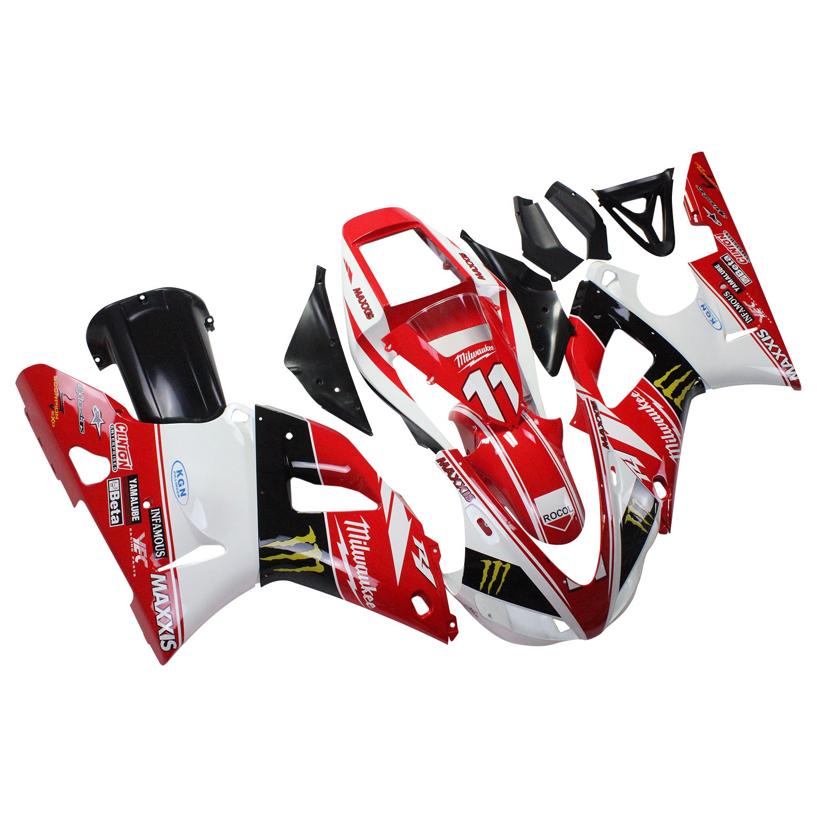 Amotopart Yamaha 1998-1999 YZF 1000 R1 Red With Claw Fairing Kit