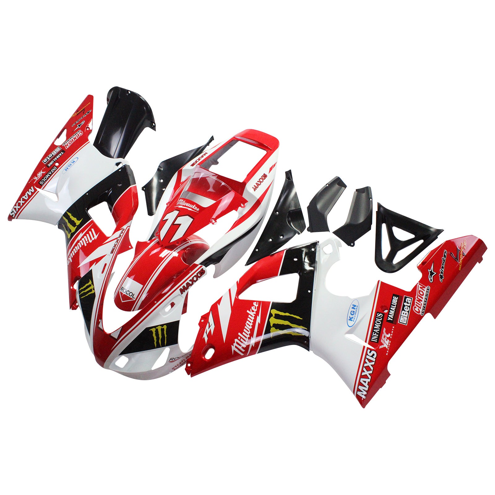 Amotopart Yamaha 1998-1999 YZF 1000 R1 Red With Claw Fairing Kit