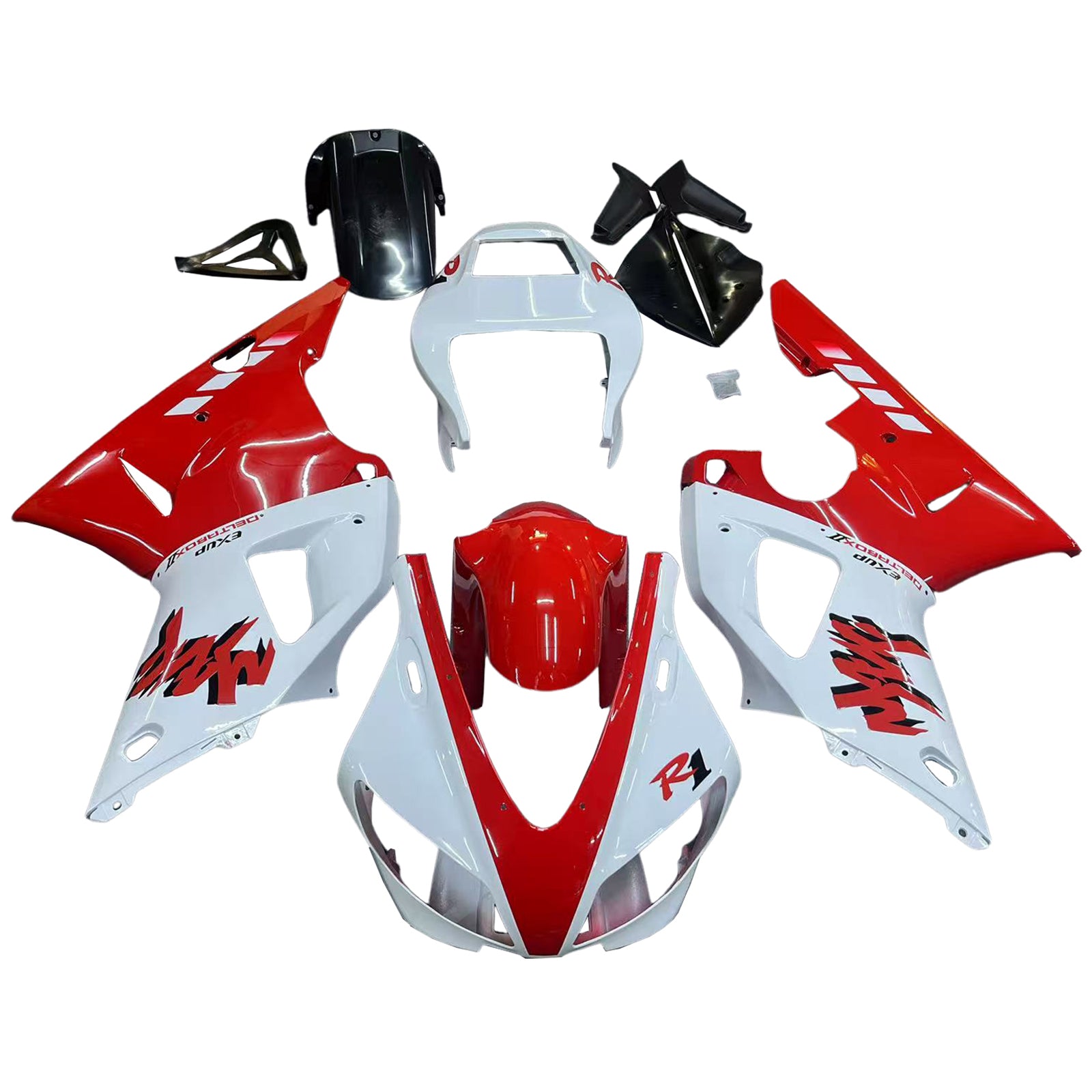Amotopart 1998-1999 Yamaha R1 Fairing Carbon Fiber Black Red&White Kit