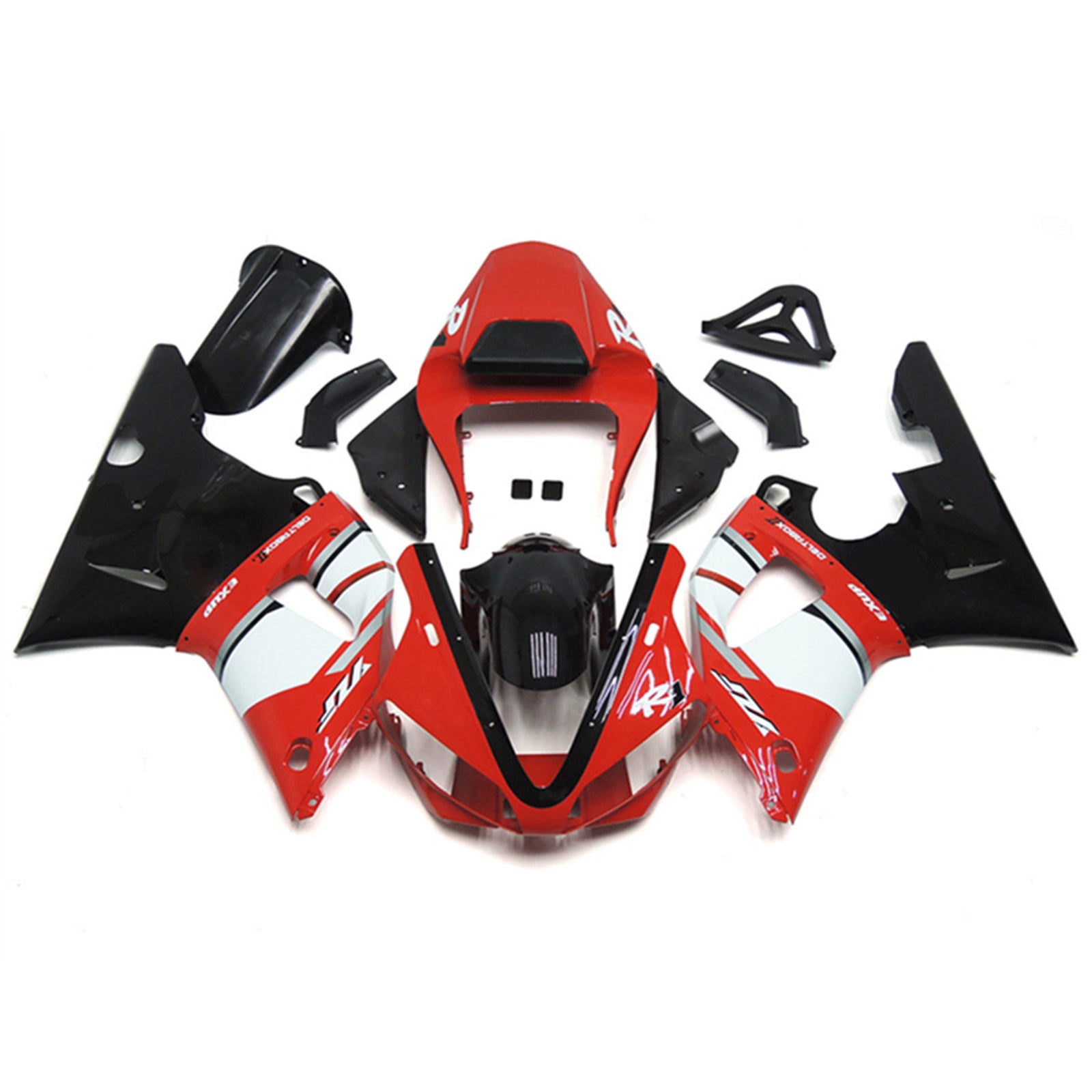Amotopart 1998-1999 Yamaha YZF 1000 R1 Rosso e Bianco Style 5 Kit carena