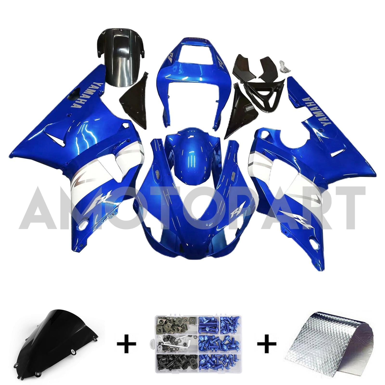 Amotopart 1998-1999 Yamaha YZF 1000 R1 Blue&White Style5 Fairing Kit