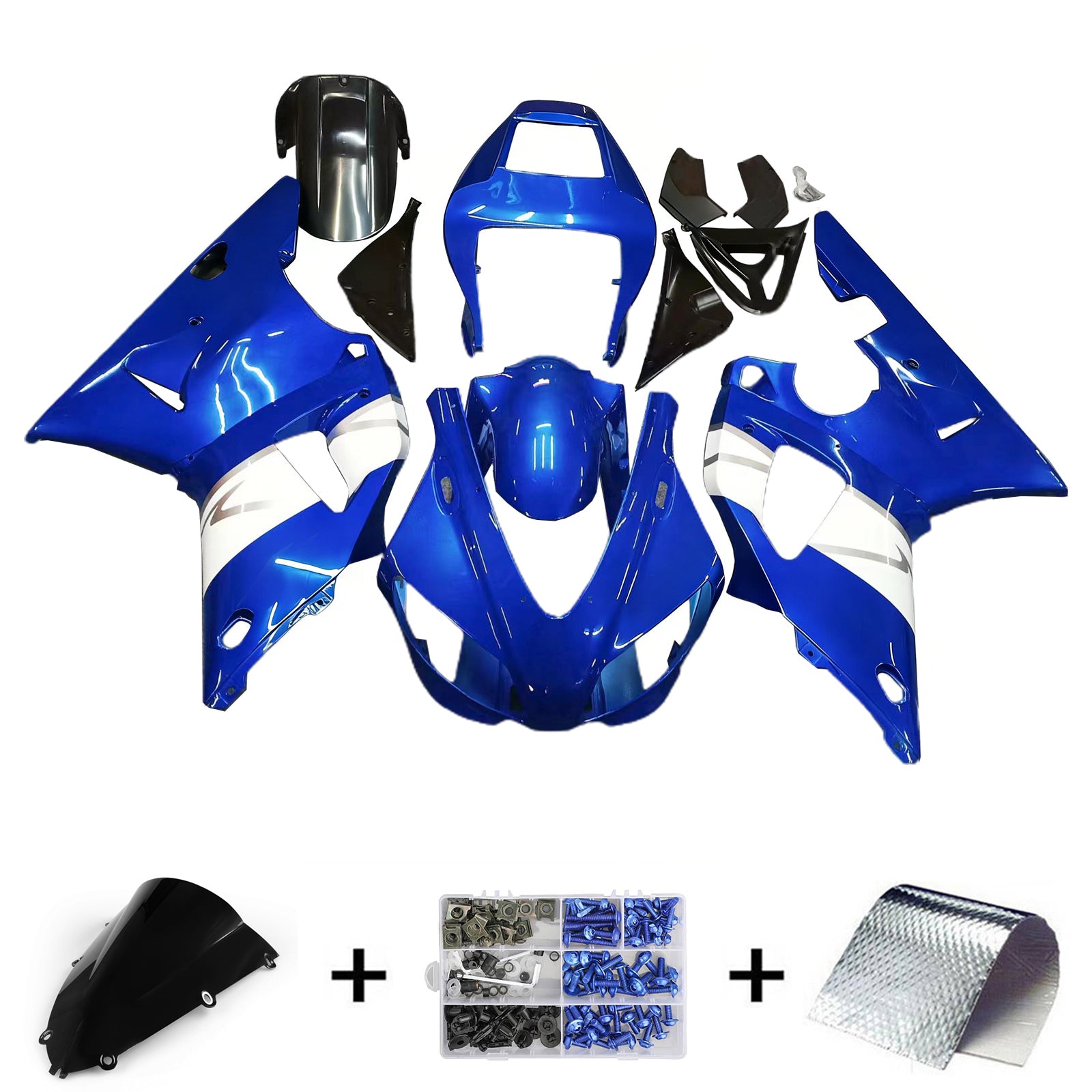 Amotopart 1998-1999 Kit carena Yamaha YZF 1000 R1 blu e bianco Style 5