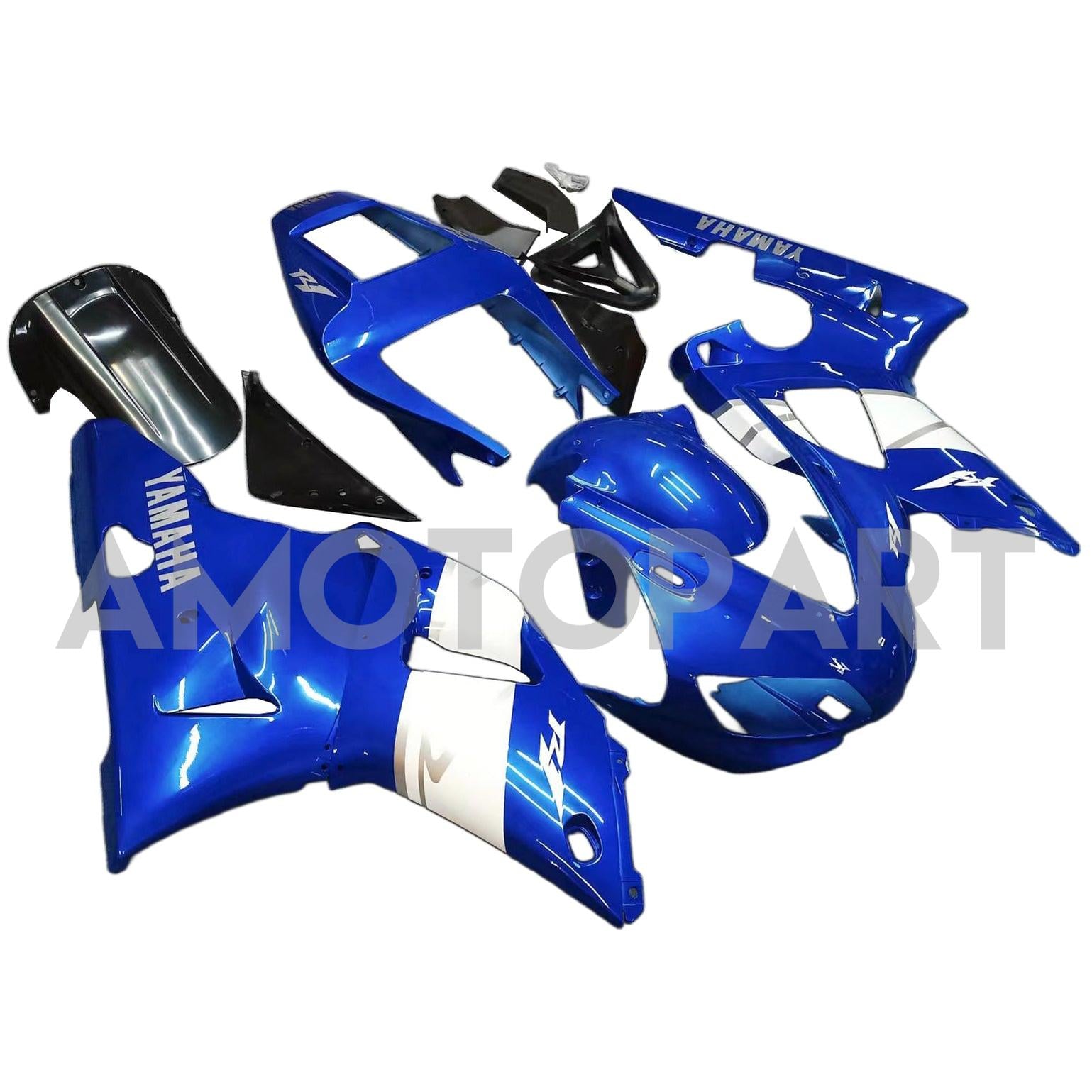 Amotopart 1998-1999 Yamaha YZF 1000 R1 Bleu&Kit de carénage blanc Style5