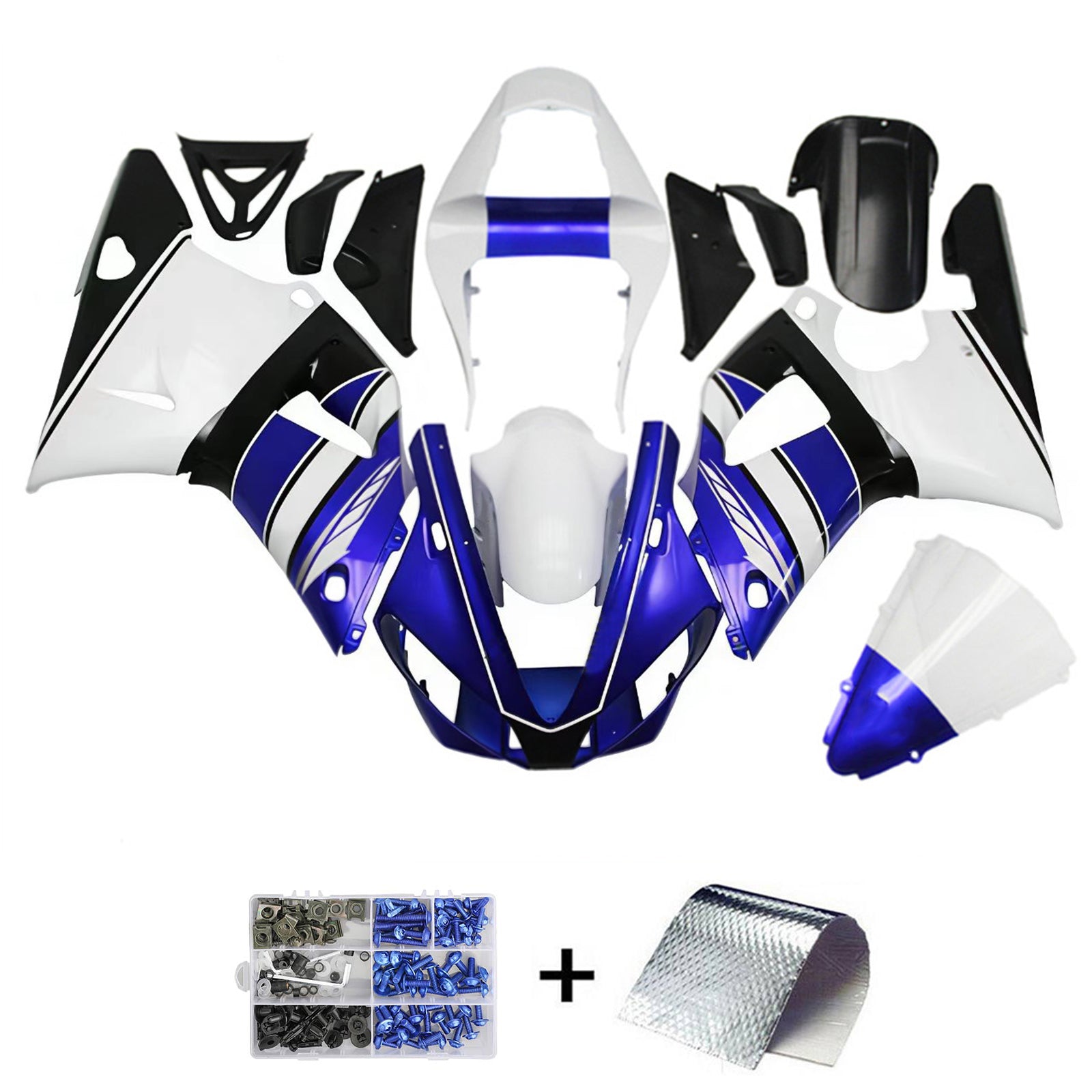 Amotopart 1998-1999 Kit carena Yamaha YZF 1000 R1 blu e bianco Style 6