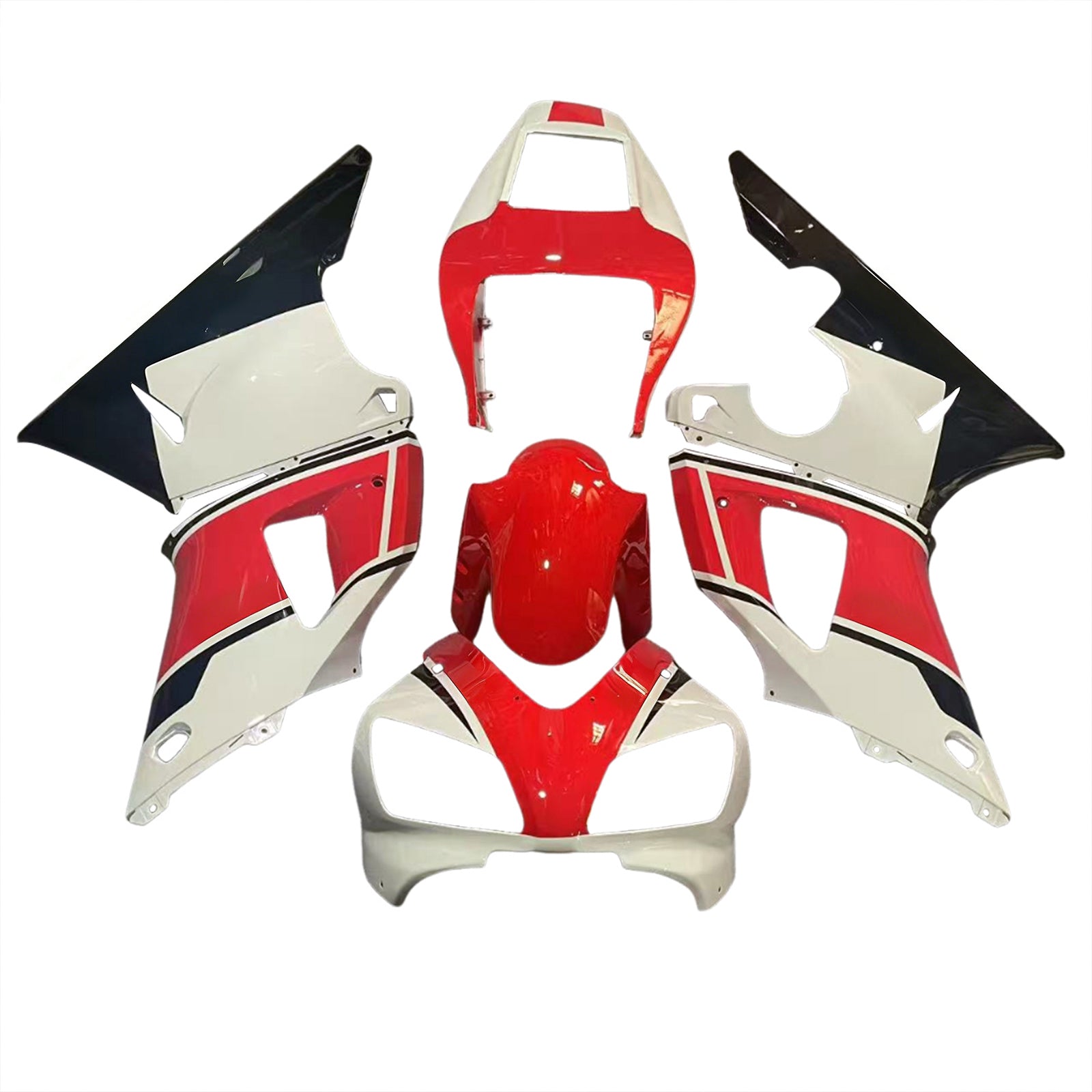 Amotopart 1998-1999 Yamaha YZF 1000 R1 Rouge&Kit de carénage blanc Style3