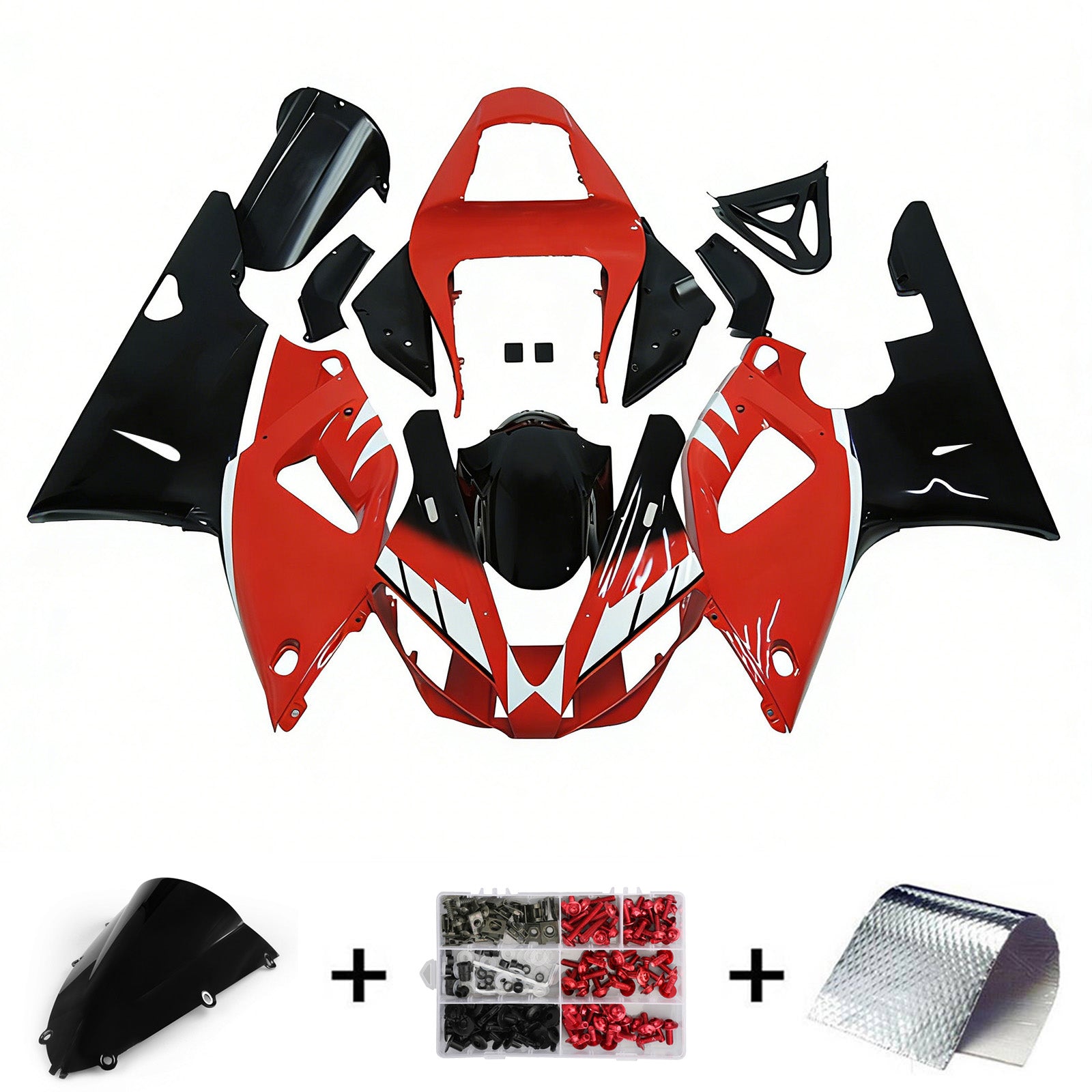 Amotopart 1998-1999 Yamaha YZF 1000 R1 Rosso&Nero Style2 Kit carena