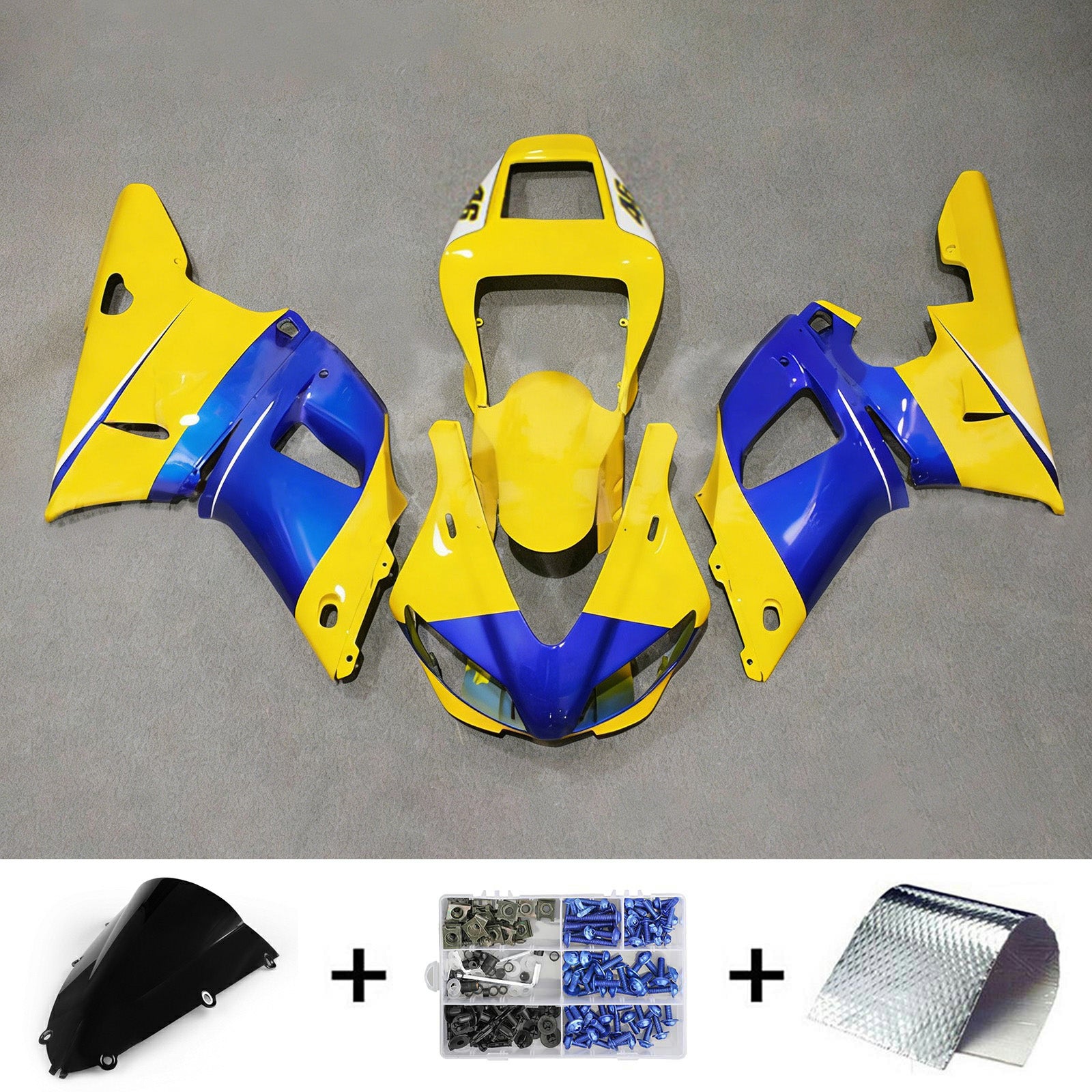 Amotopart 1998-1999 Yamaha YZF 1000 R1 Kit carena blu e giallo