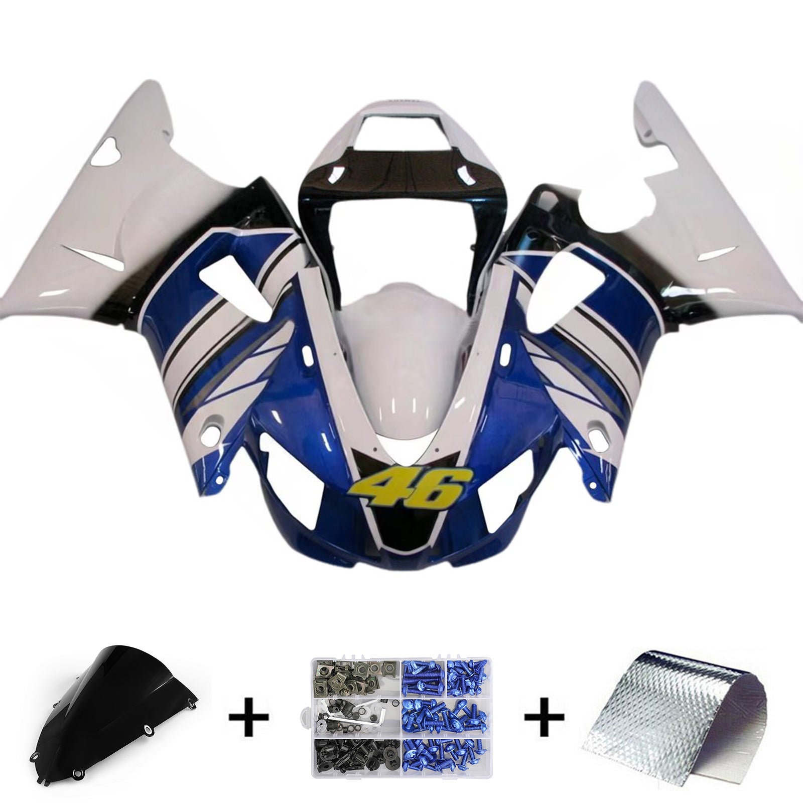 Amotopart 1998-1999 Kit carena Yamaha YZF 1000 R1 Nero Blu Bianco